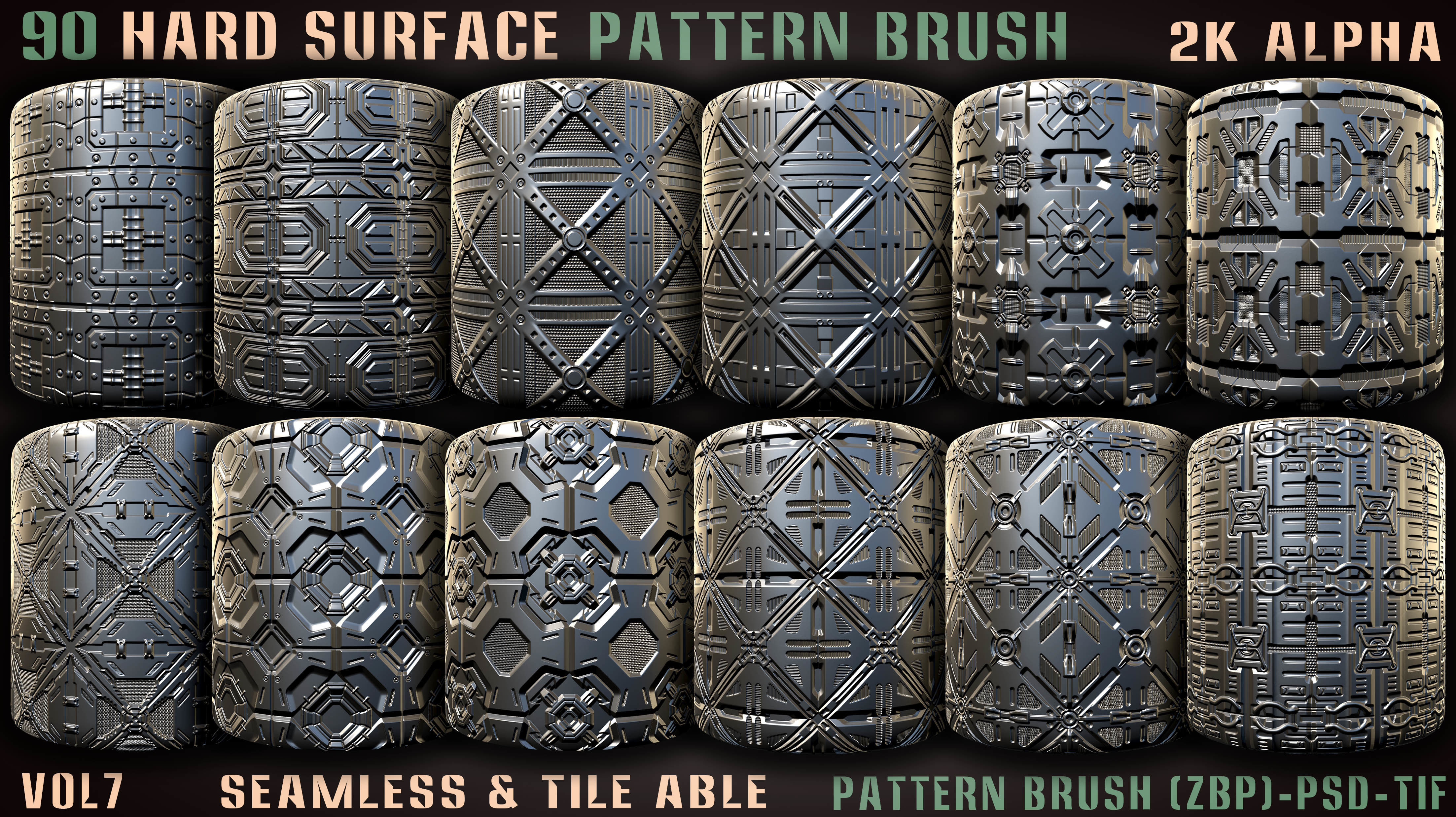 90 Hard Surface Pattern Alpha Brush-vol7 Texture_5