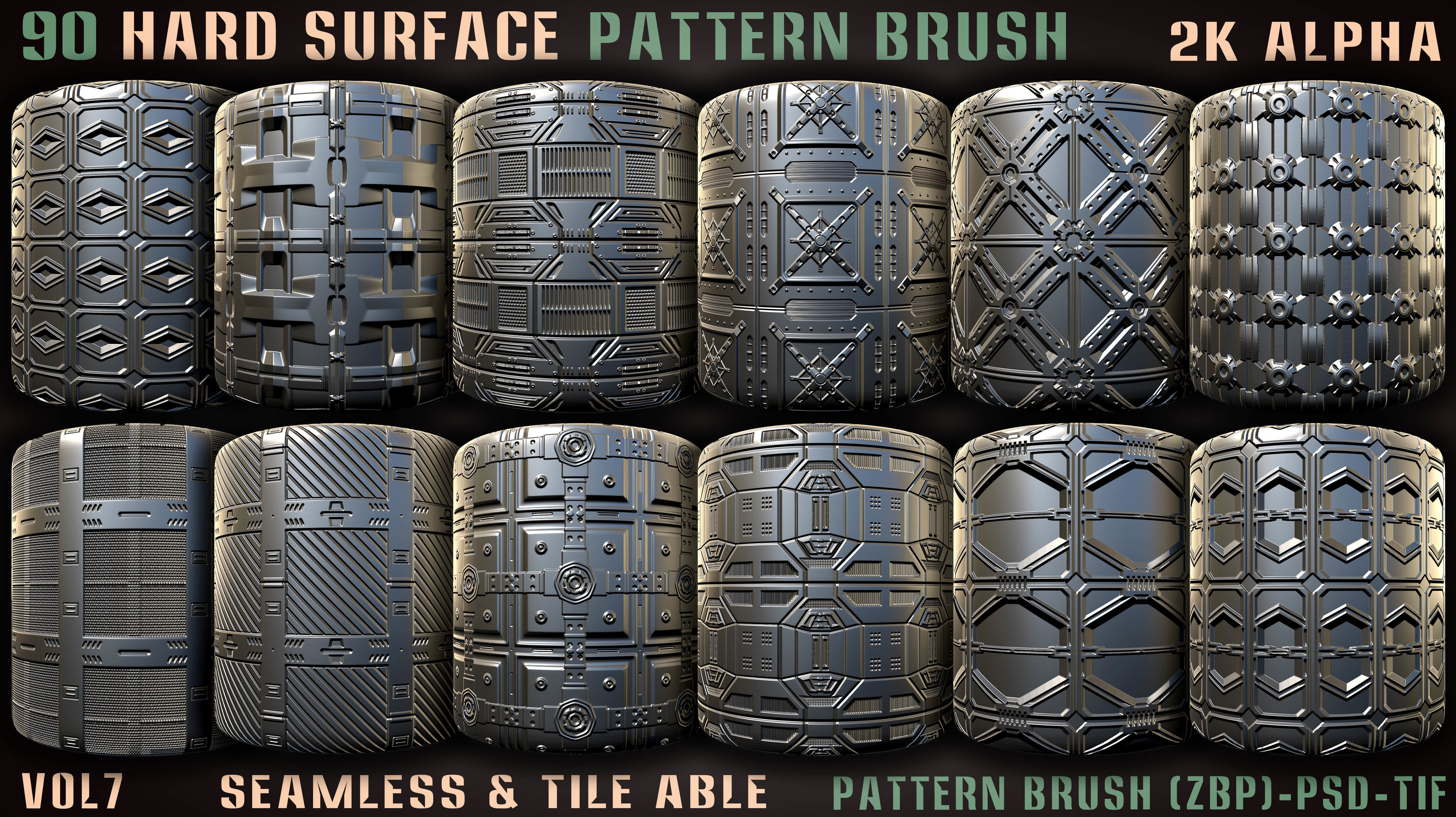 90 Hard Surface Pattern Alpha Brush-vol7 Texture_3