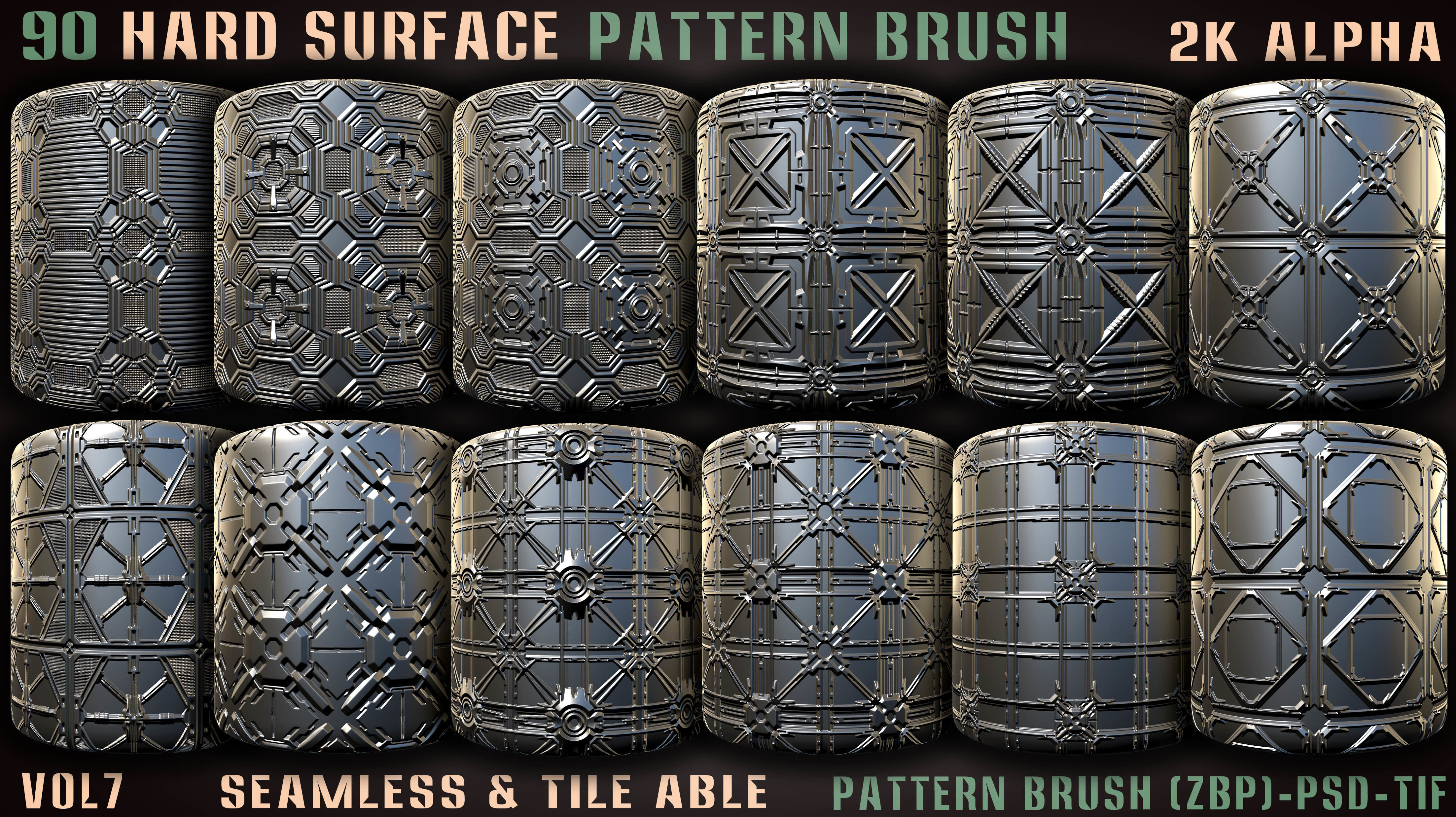 90 Hard Surface Pattern Alpha Brush-vol7 Texture_7
