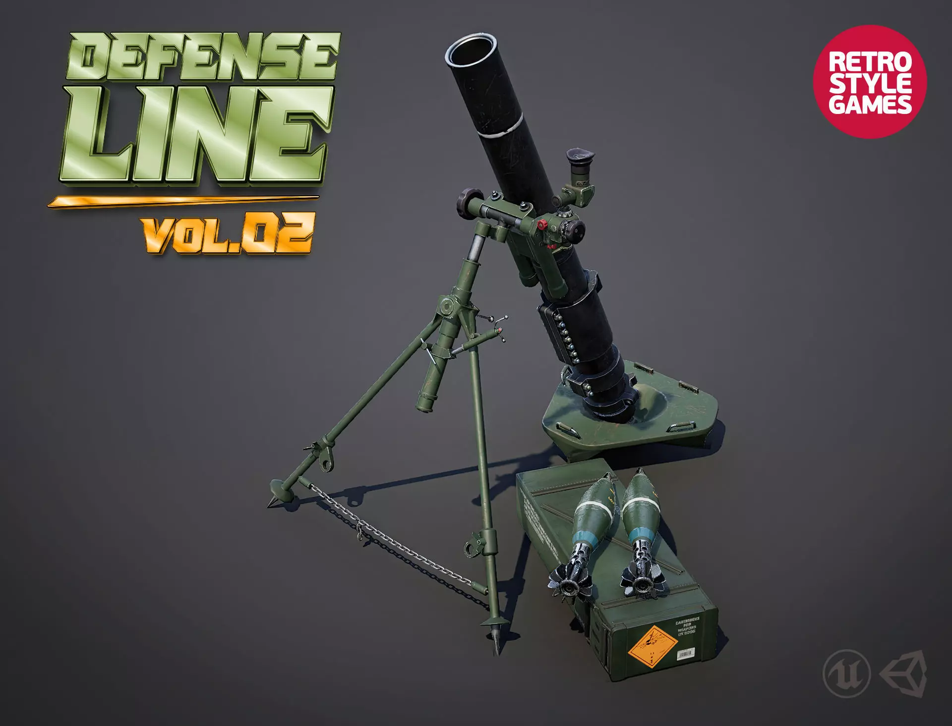 Defense Line Vol2 - Mortar Madness Low-poly 3D model_0