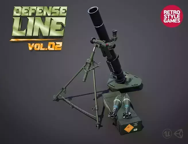 Defense Line Vol2 - Mortar Madness Low-poly 3D model