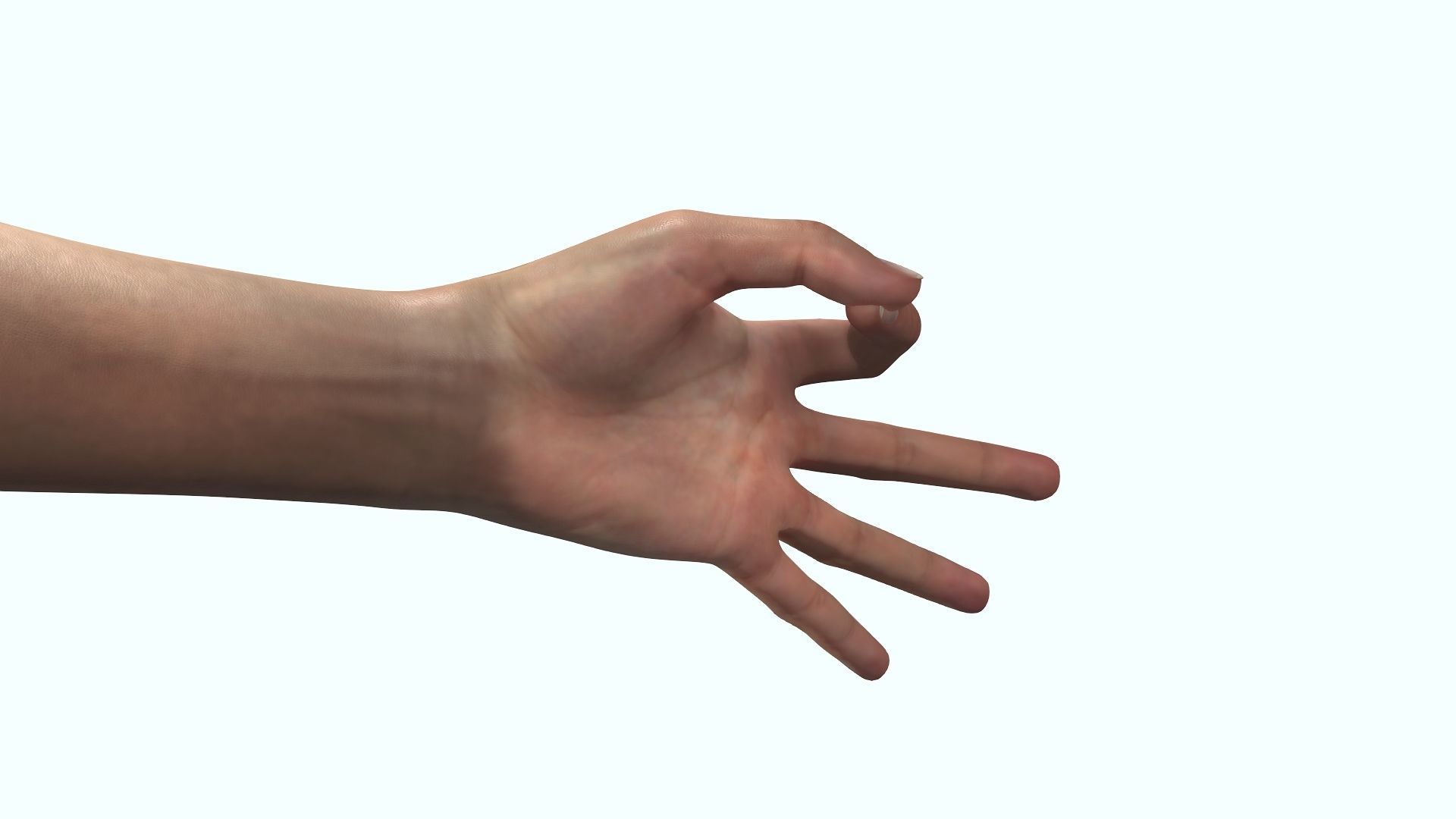 Female Hand Dark Black Skin Rigged for Cinema 4D Low-poly 3D model_5