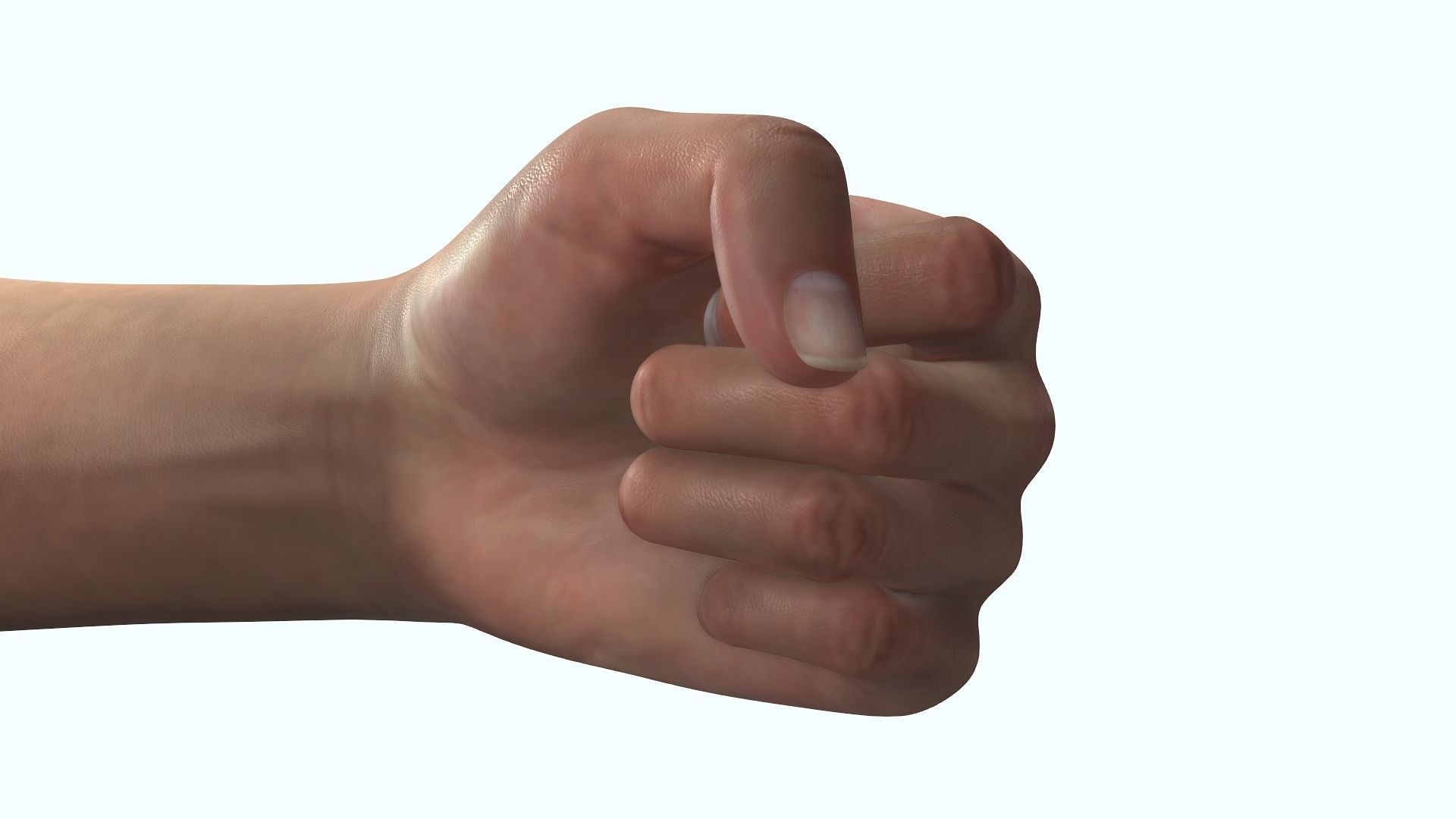 Female Hand Dark Black Skin Rigged for Cinema 4D Low-poly 3D model_11