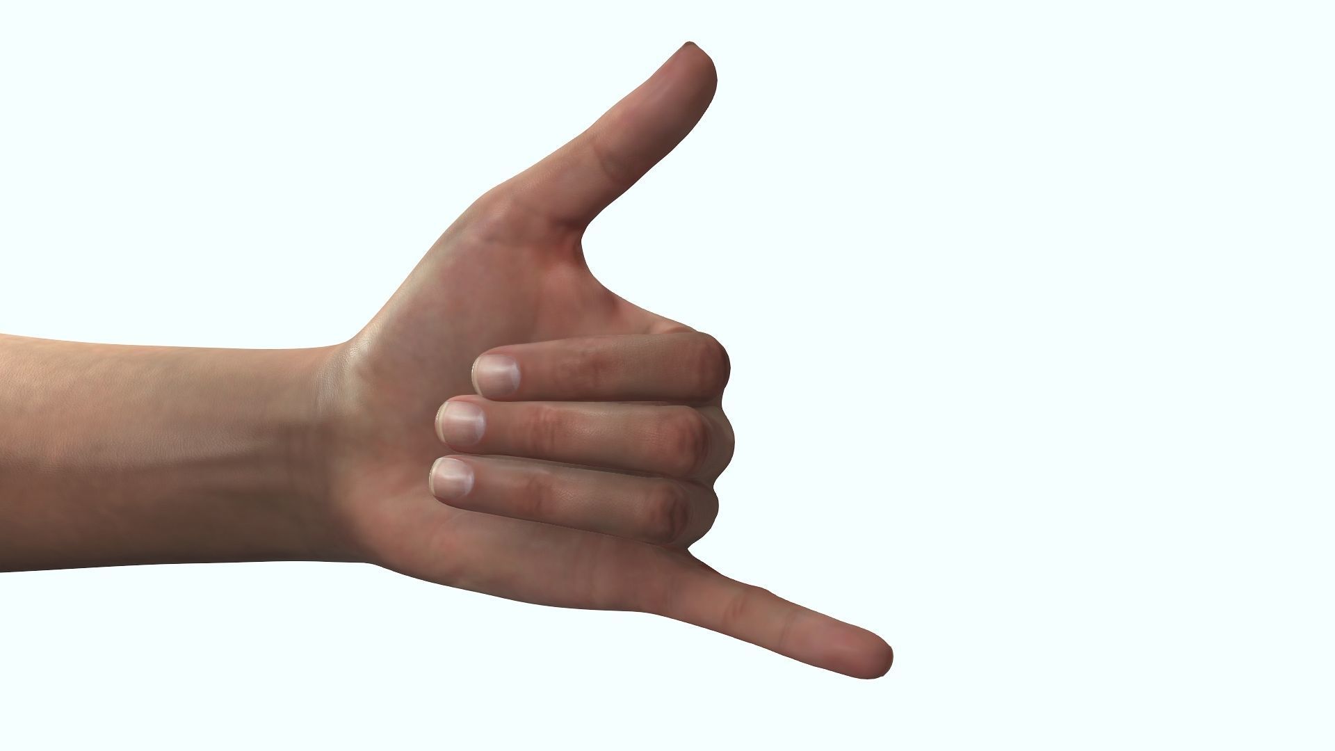 Female Hand Dark Black Skin Rigged for Cinema 4D Low-poly 3D model_3