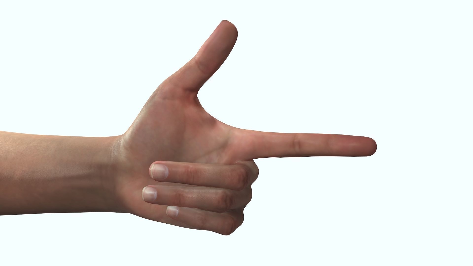 Female Hand Dark Black Skin Rigged for Cinema 4D Low-poly 3D model_4