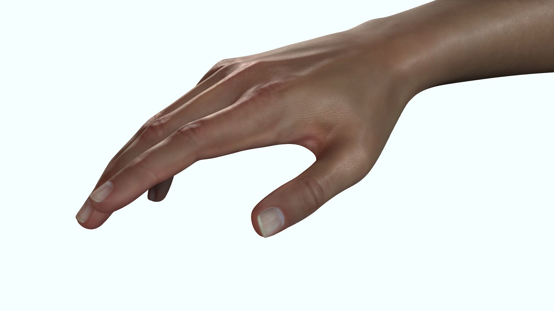 Female Hand Dark Black Skin Rigged for Cinema 4D Low-poly 3D model_1