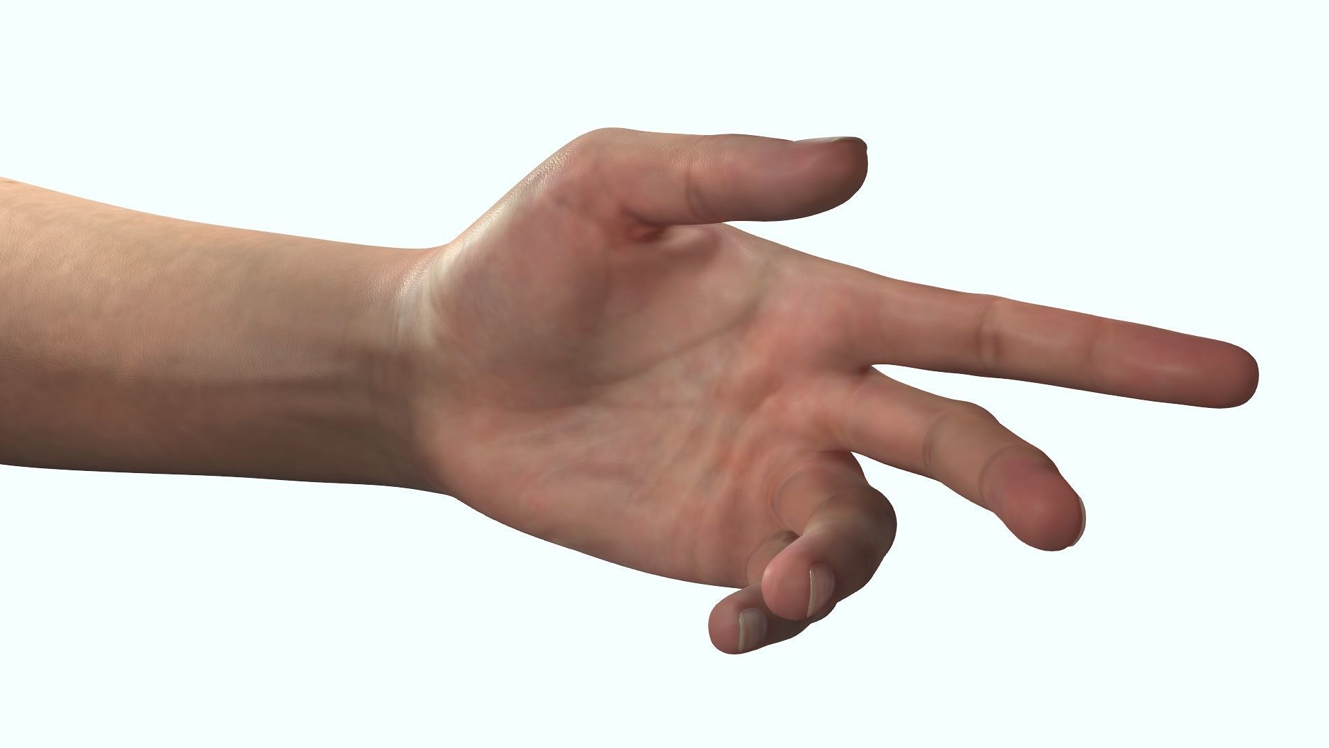 Female Hand Dark Black Skin Rigged for Cinema 4D Low-poly 3D model_9