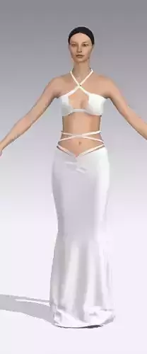 Dress strap cross detail skirt white