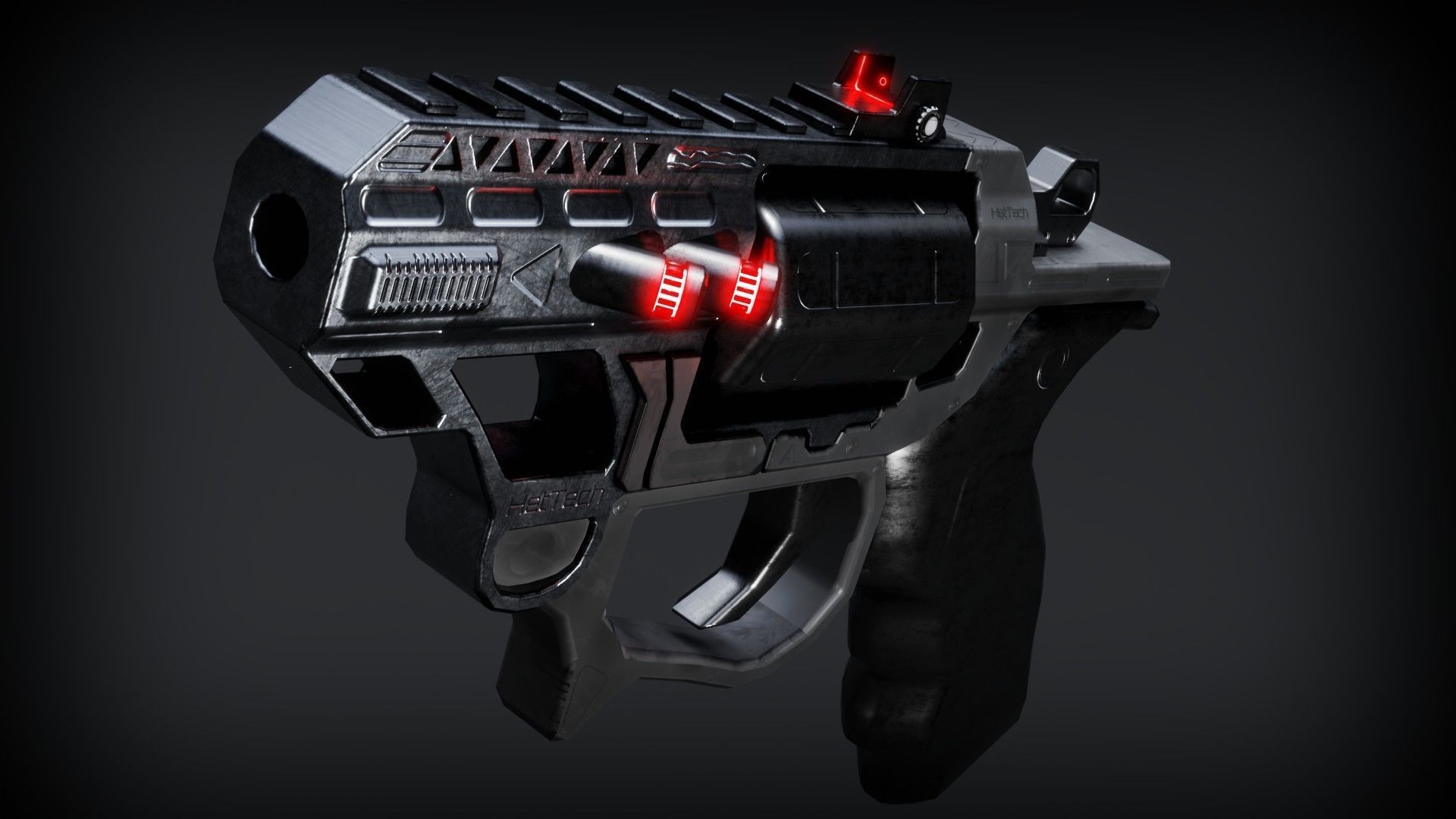 Sci-fi Revolver Low-poly 3D model_6