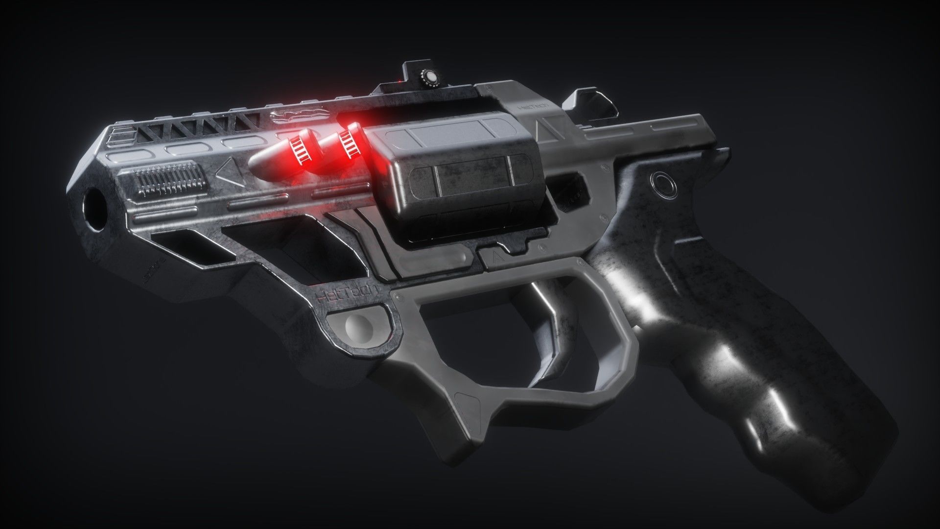 Sci-fi Revolver Low-poly 3D model_12