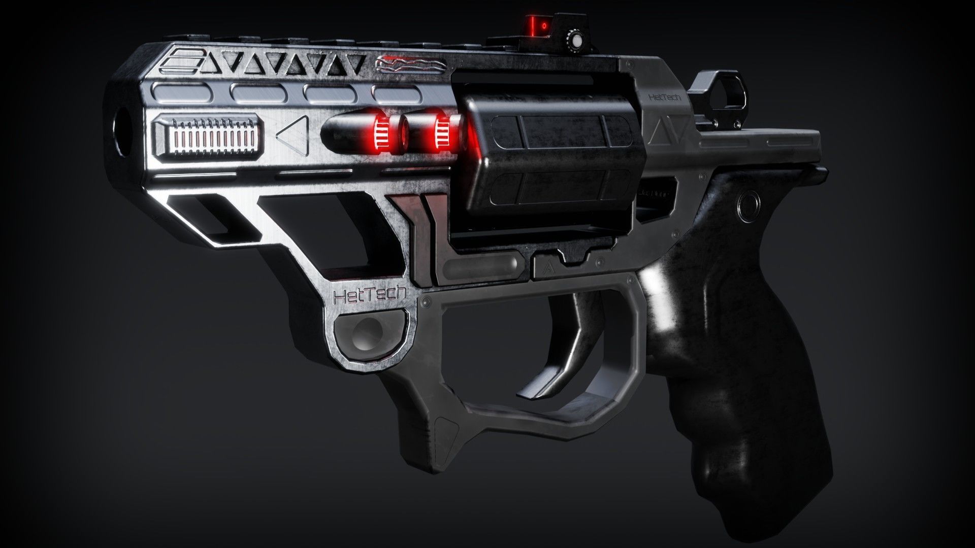 Sci-fi Revolver Low-poly 3D model_10