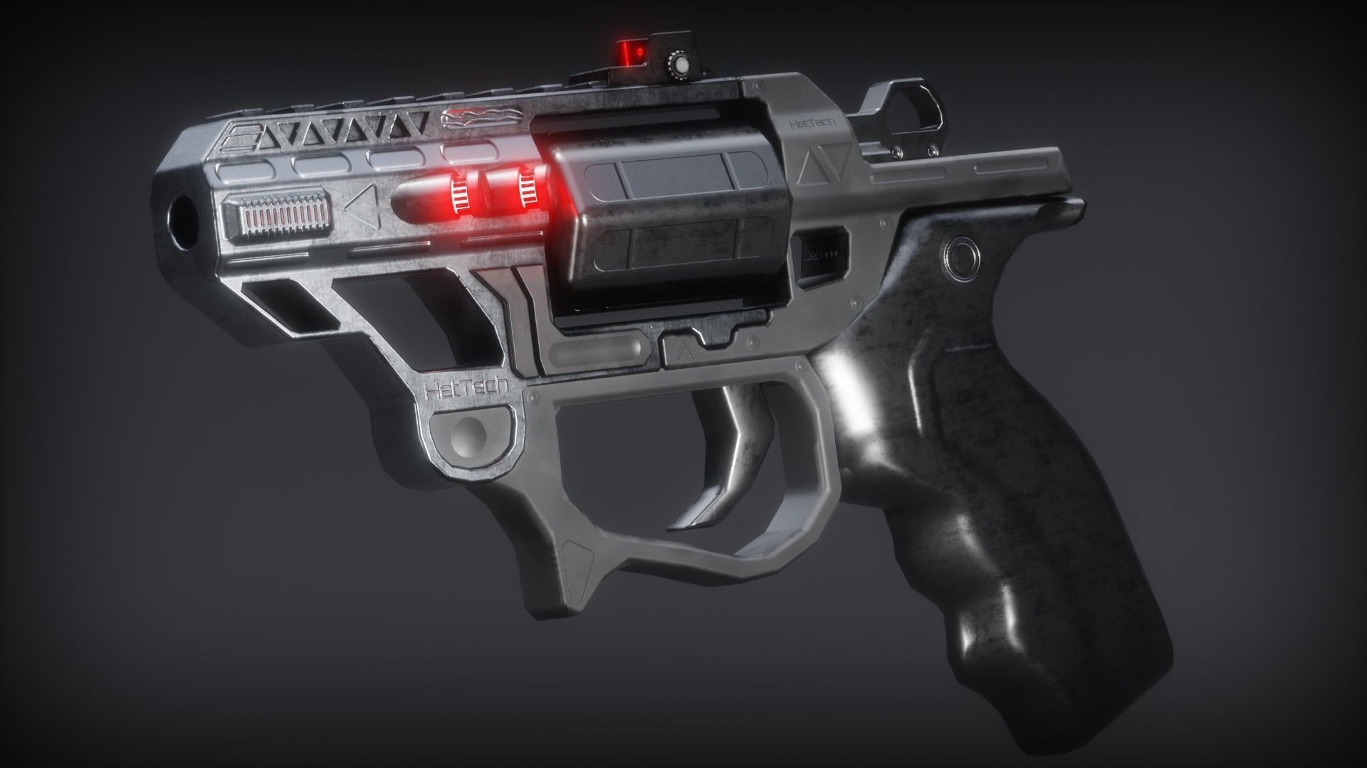 Sci-fi Revolver Low-poly 3D model_9