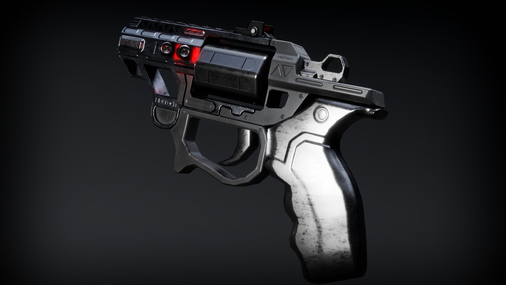 Sci-fi Revolver Low-poly 3D model_15