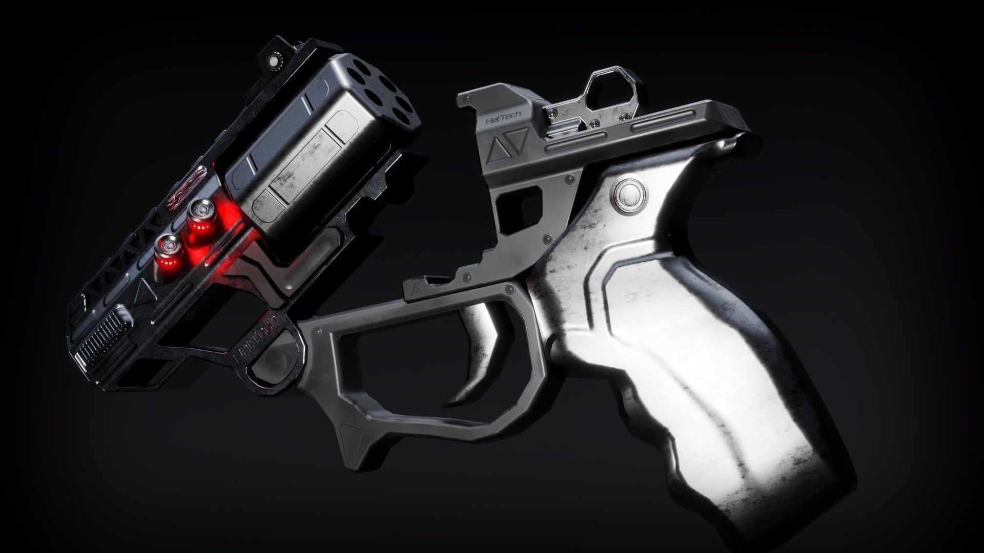 Sci-fi Revolver Low-poly 3D model_8