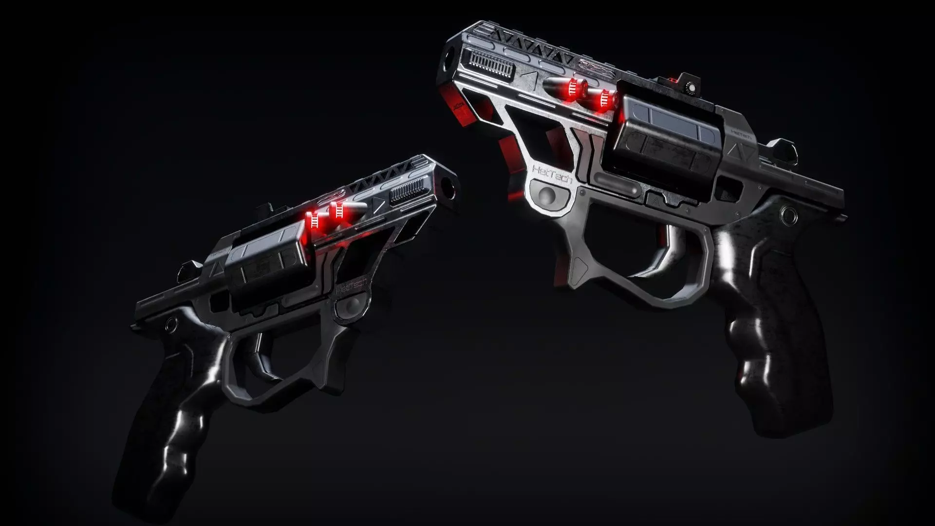 Sci-fi Revolver Low-poly 3D model_0