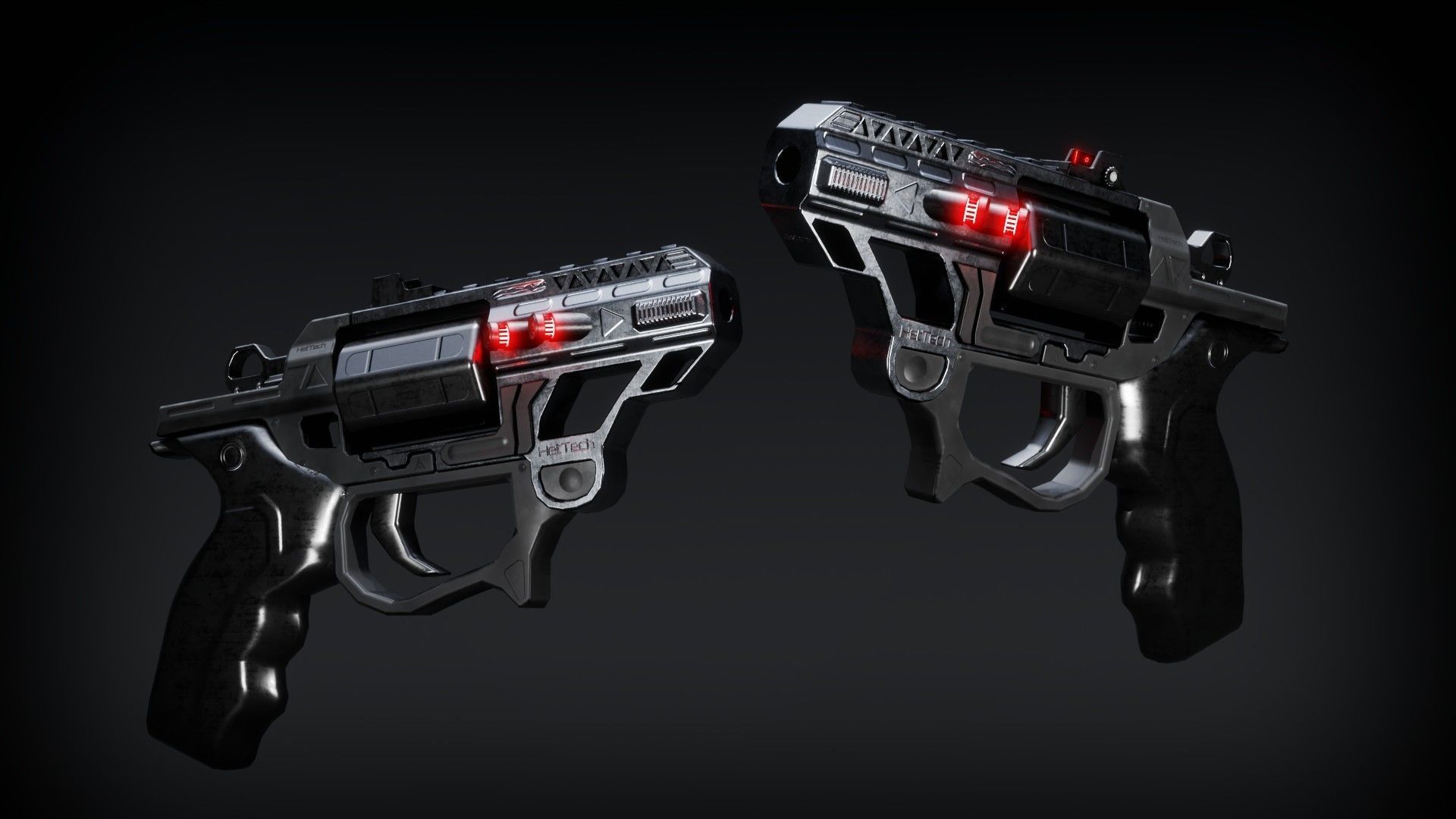 Sci-fi Revolver Low-poly 3D model_7