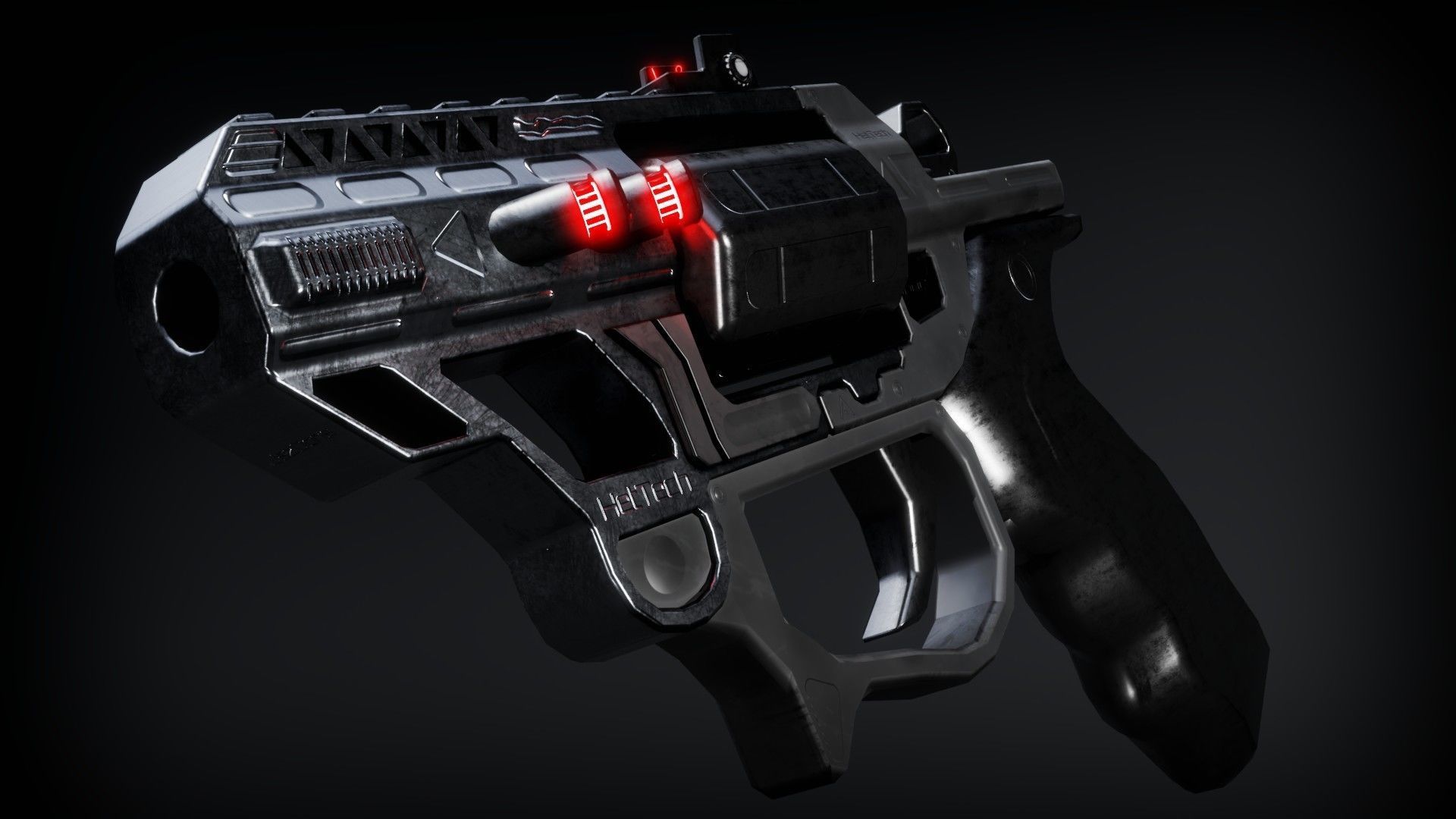 Sci-fi Revolver Low-poly 3D model_3