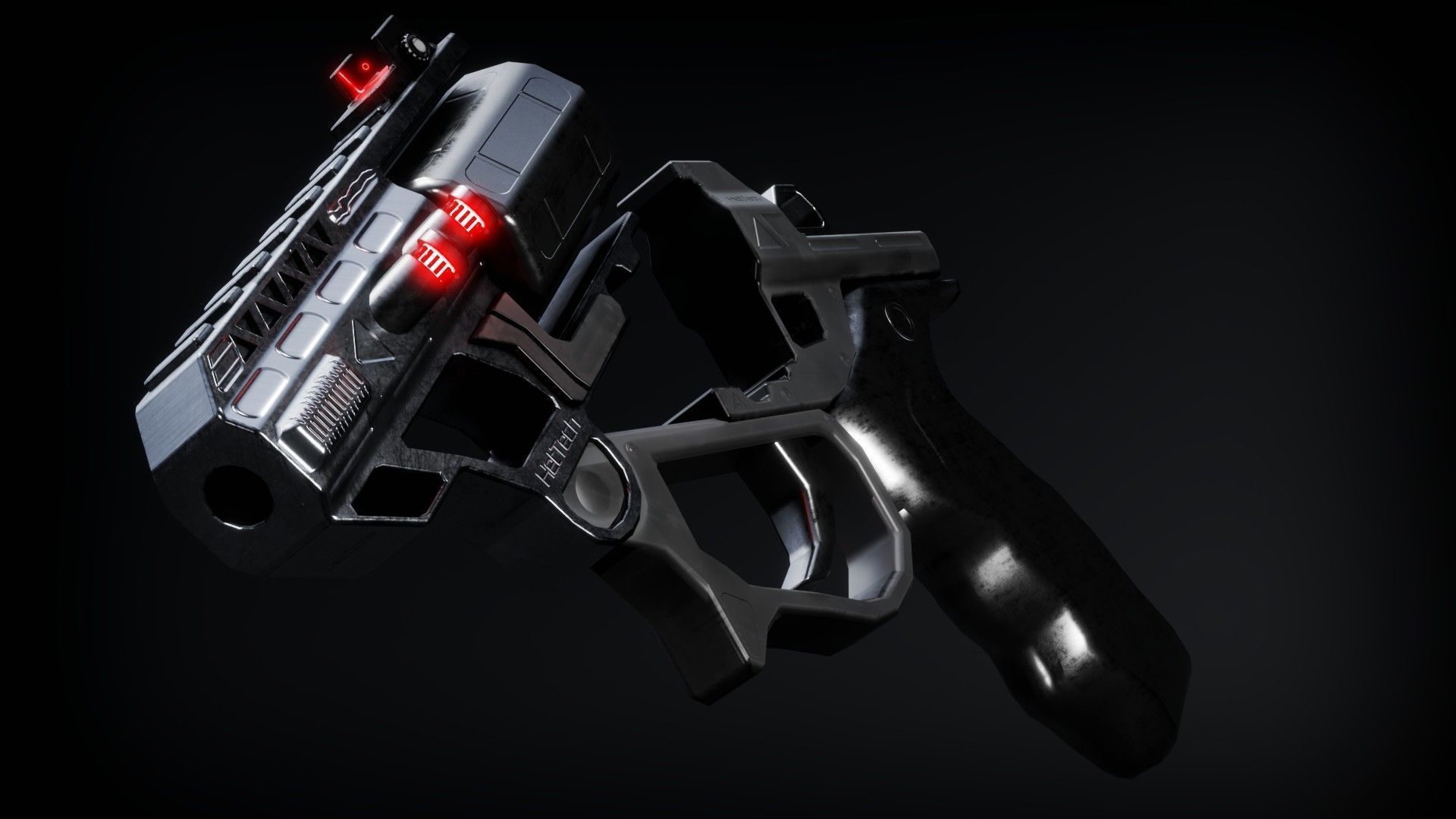 Sci-fi Revolver Low-poly 3D model_2