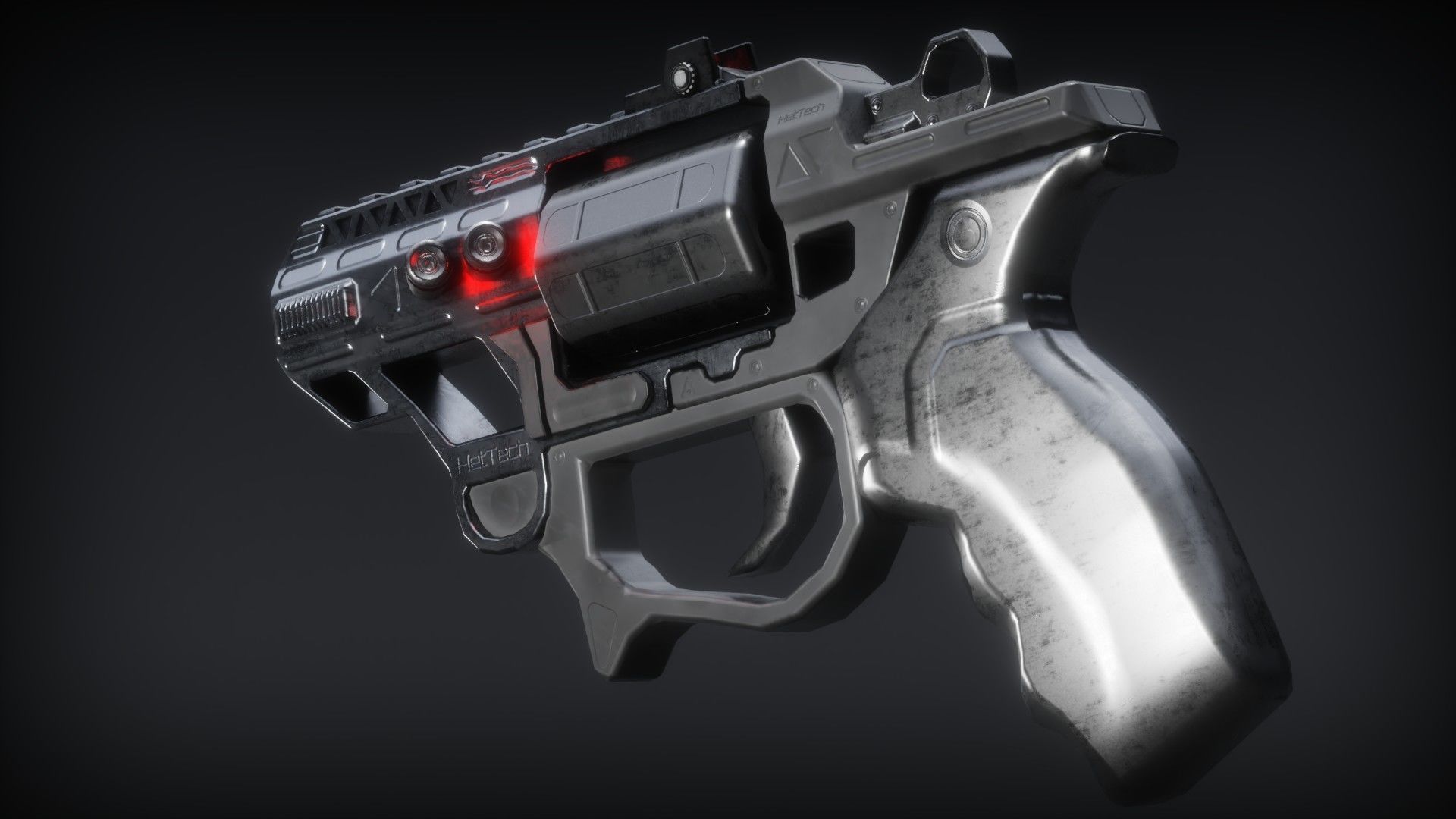 Sci-fi Revolver Low-poly 3D model_11
