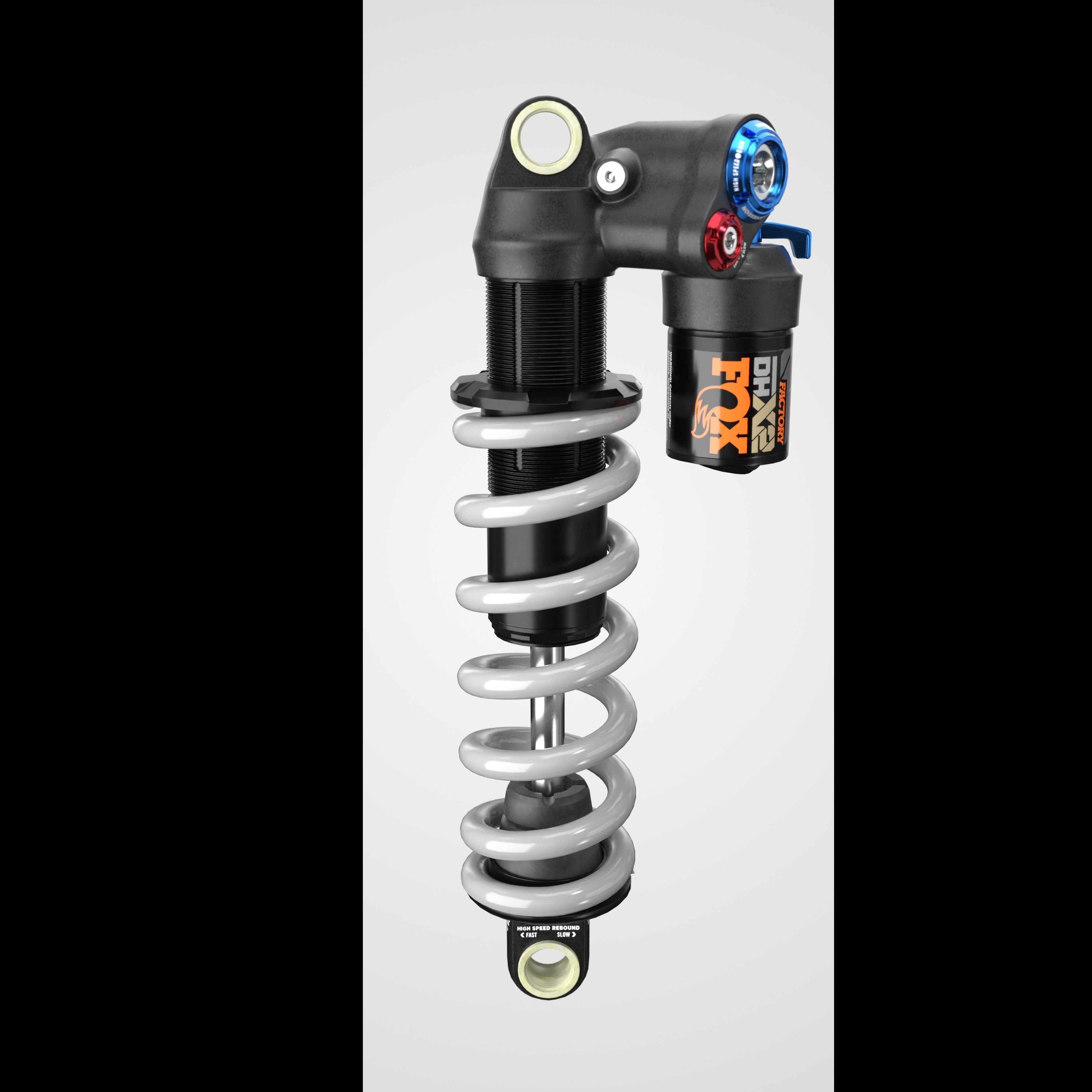 FOX DHX2 coil shock silver Low-poly 3D model_10