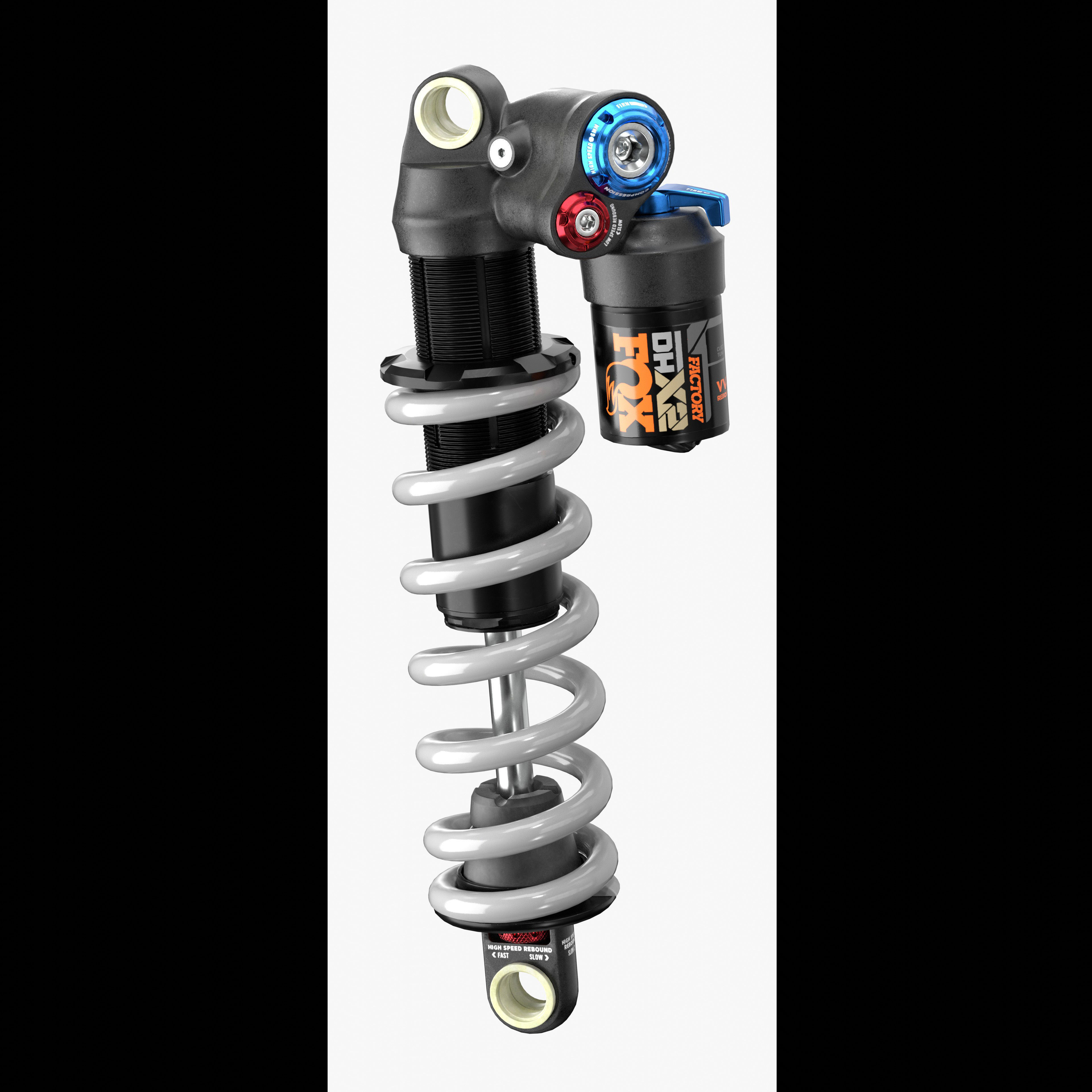 FOX DHX2 coil shock silver Low-poly 3D model_2