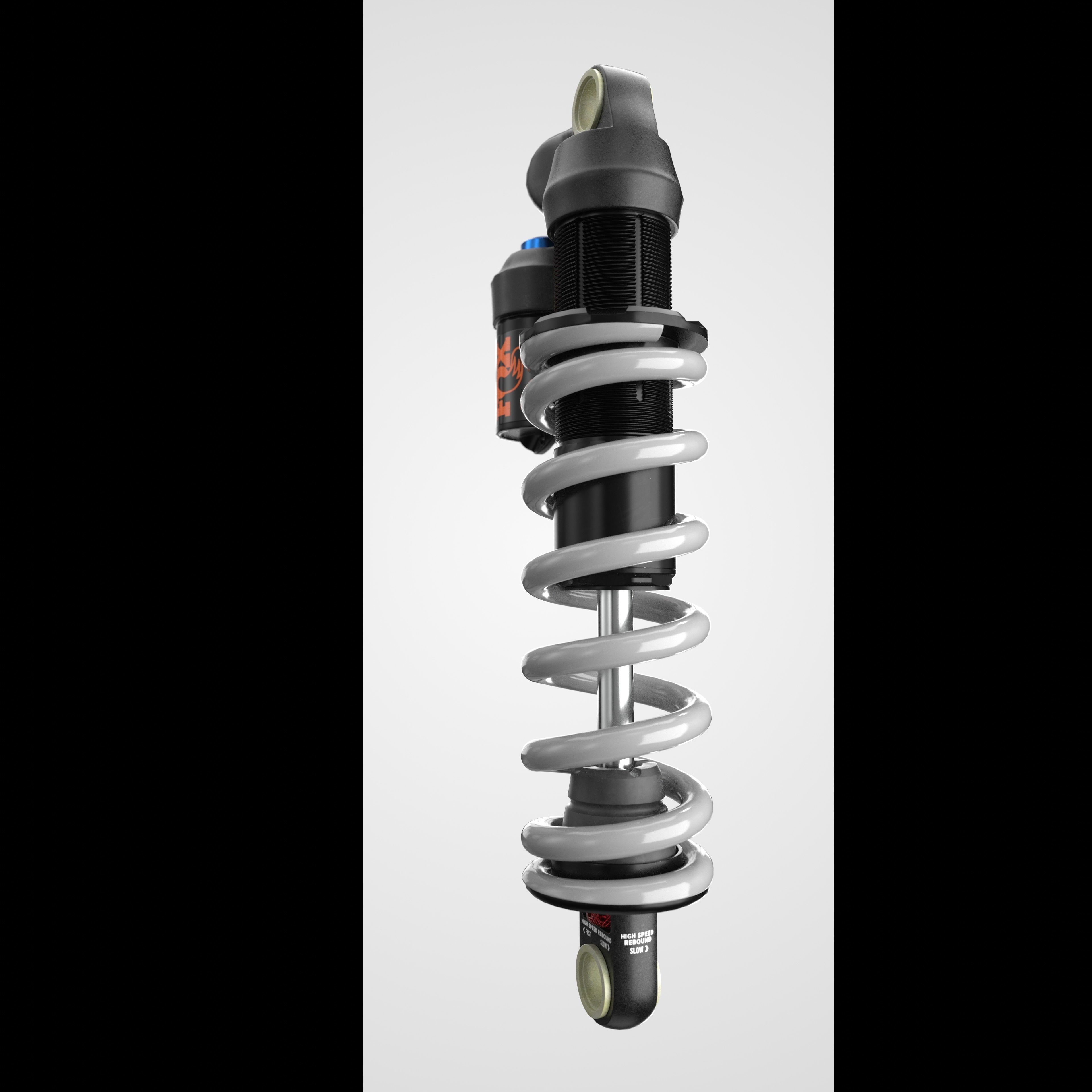 FOX DHX2 coil shock silver Low-poly 3D model_7