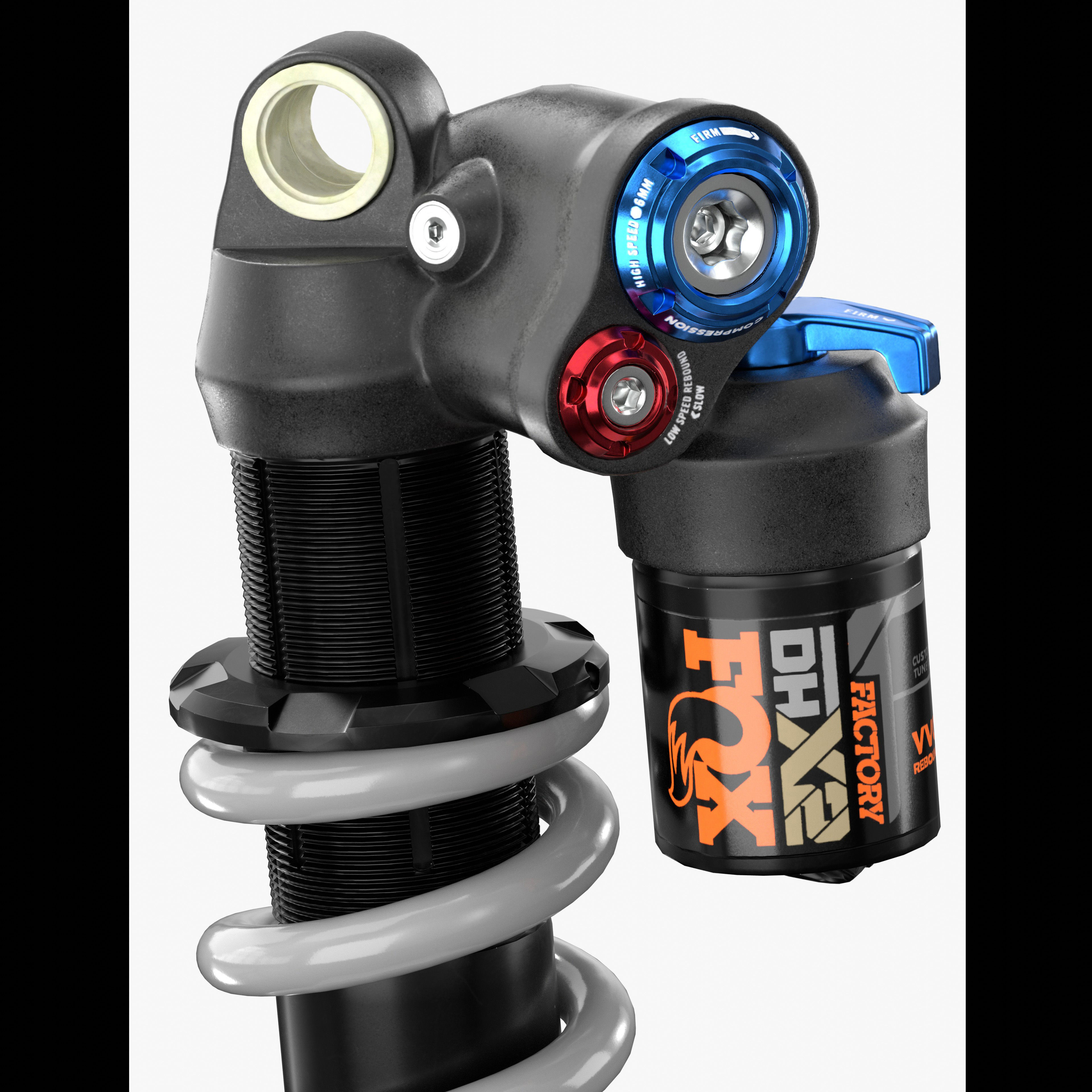 FOX DHX2 coil shock silver Low-poly 3D model_6