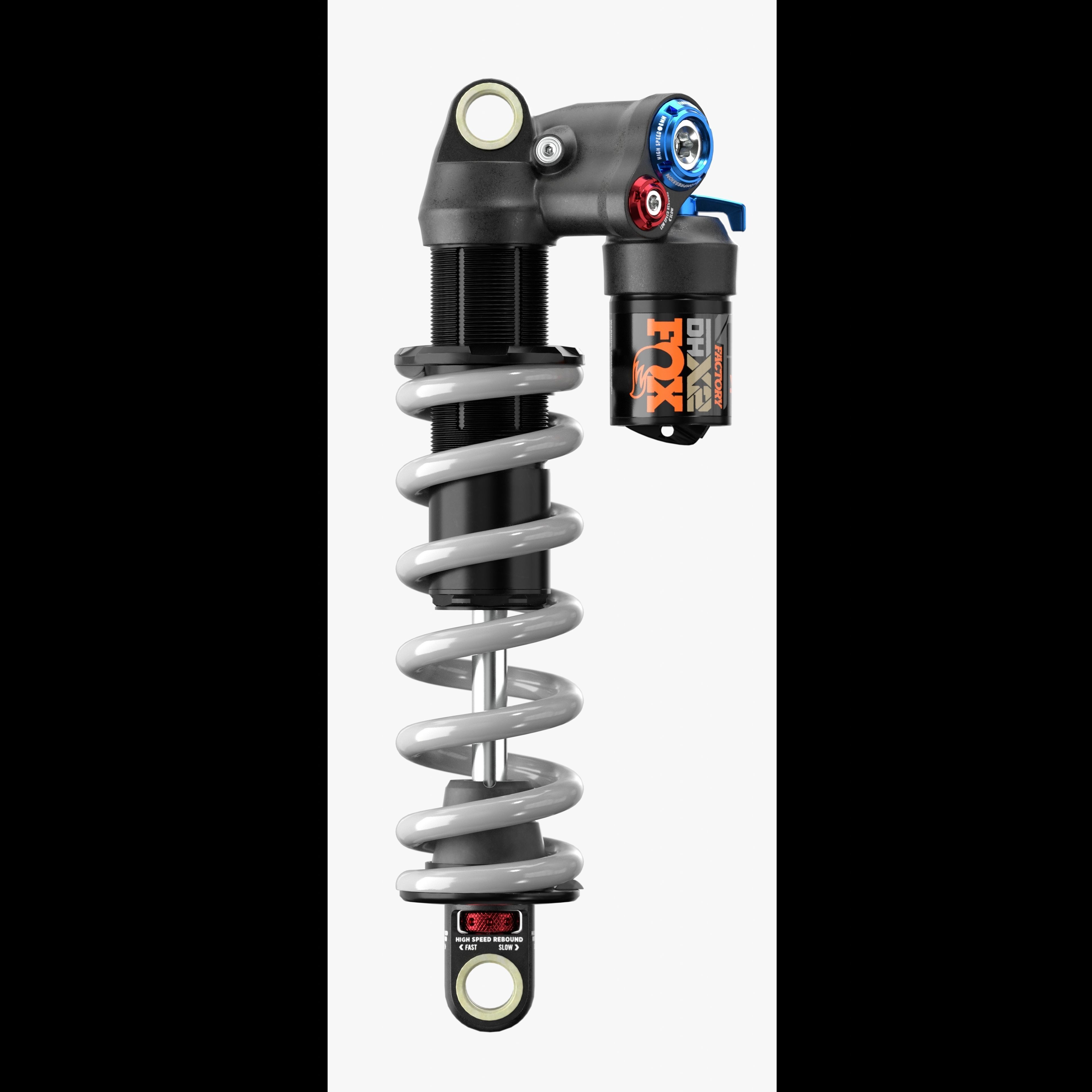 FOX DHX2 coil shock silver Low-poly 3D model_1