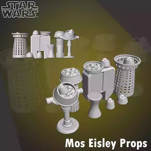 Mos Eisley Street Vendor Props 3D Printable Legion Scale 3D print model