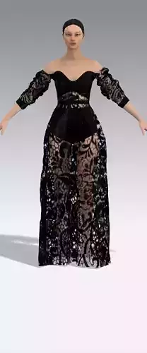 Dress lace fabric watermelon slevee black