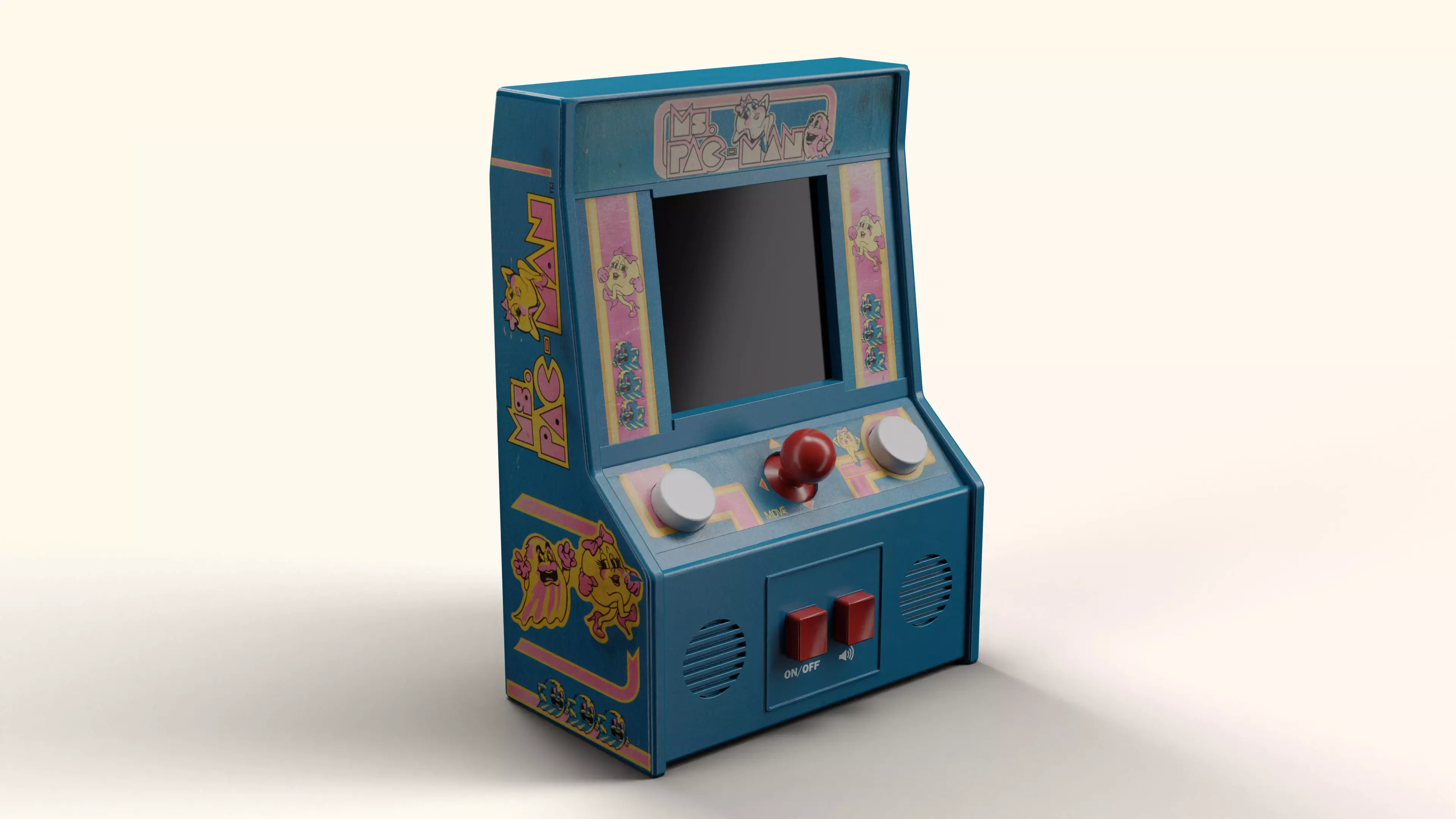Ms Pacman Mini Arcade Machine Portable Device 3D Model Low-poly 3D model_0