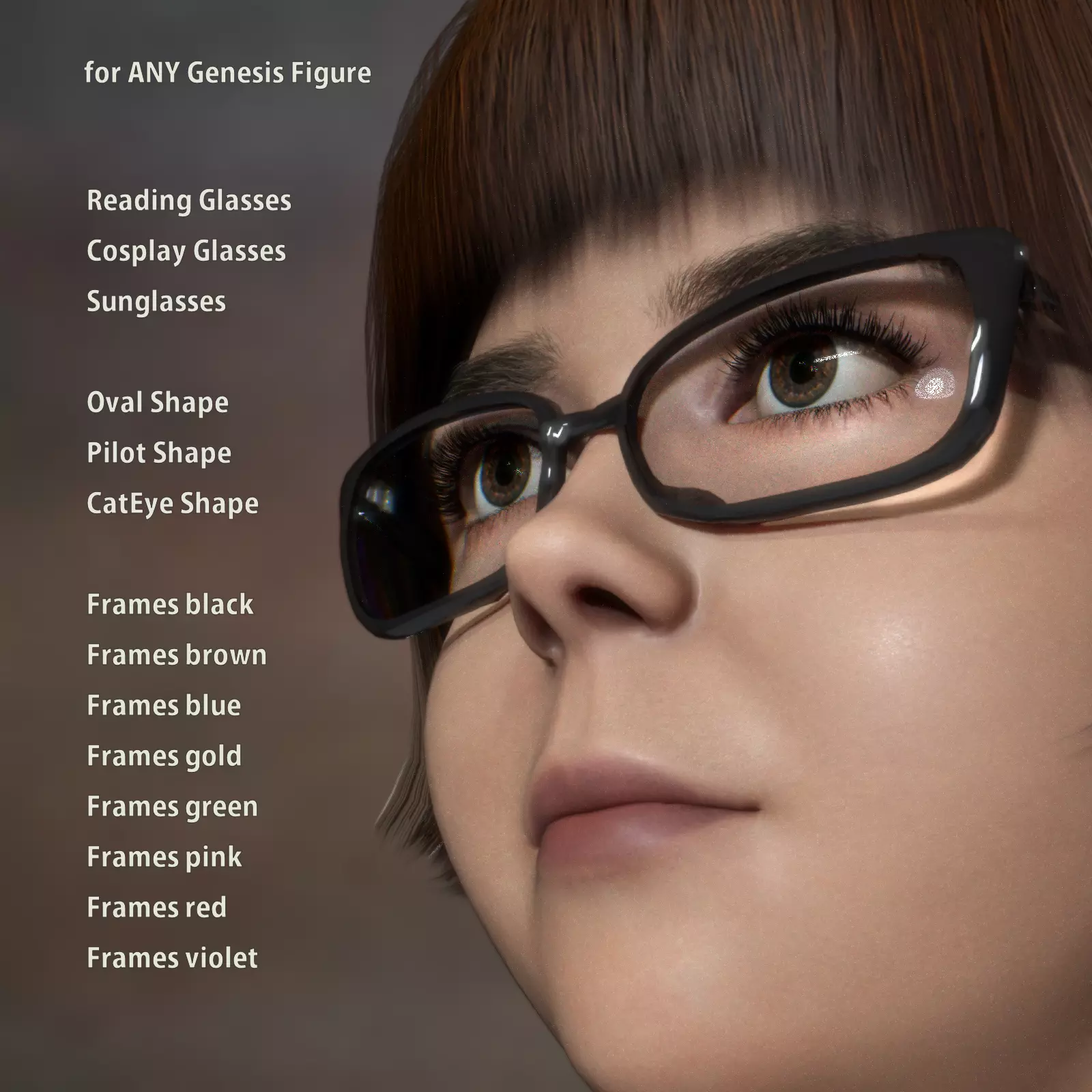 Glasses for DAZStudio Low-poly 3D model