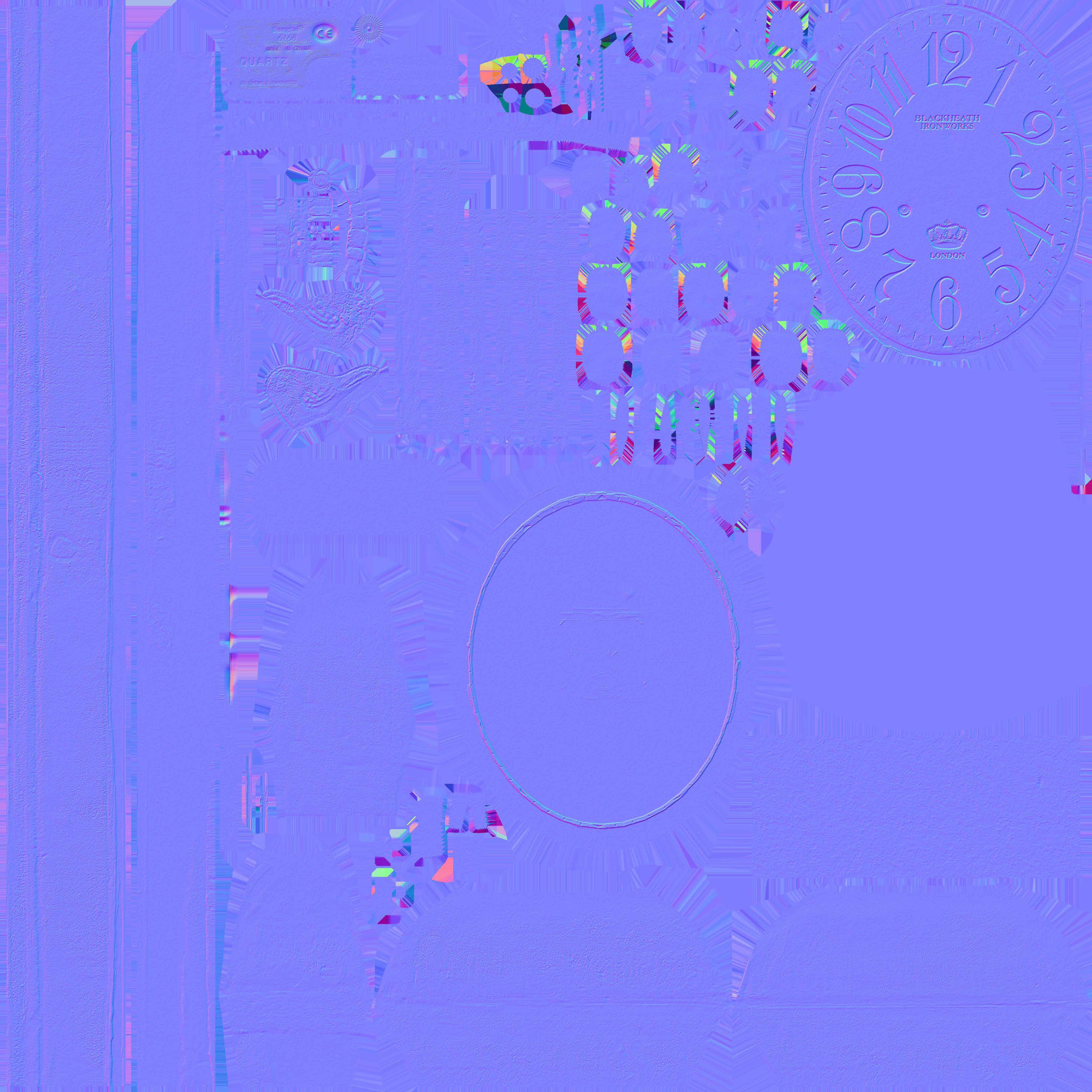 Game Ready Antique Desk Clock with Flowers Low-poly 3D model_18