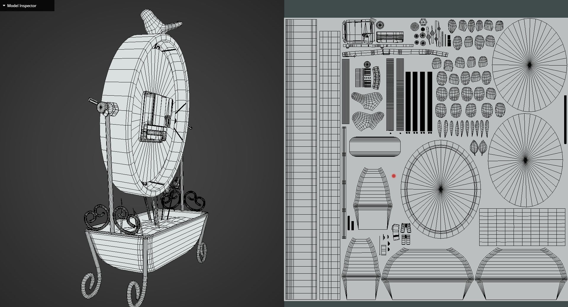 Game Ready Antique Desk Clock with Flowers Low-poly 3D model_10