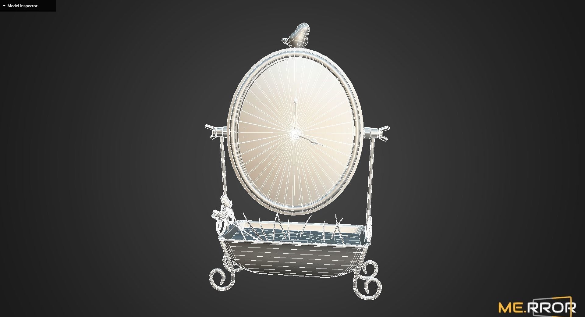 Game Ready Antique Desk Clock with Flowers Low-poly 3D model_9