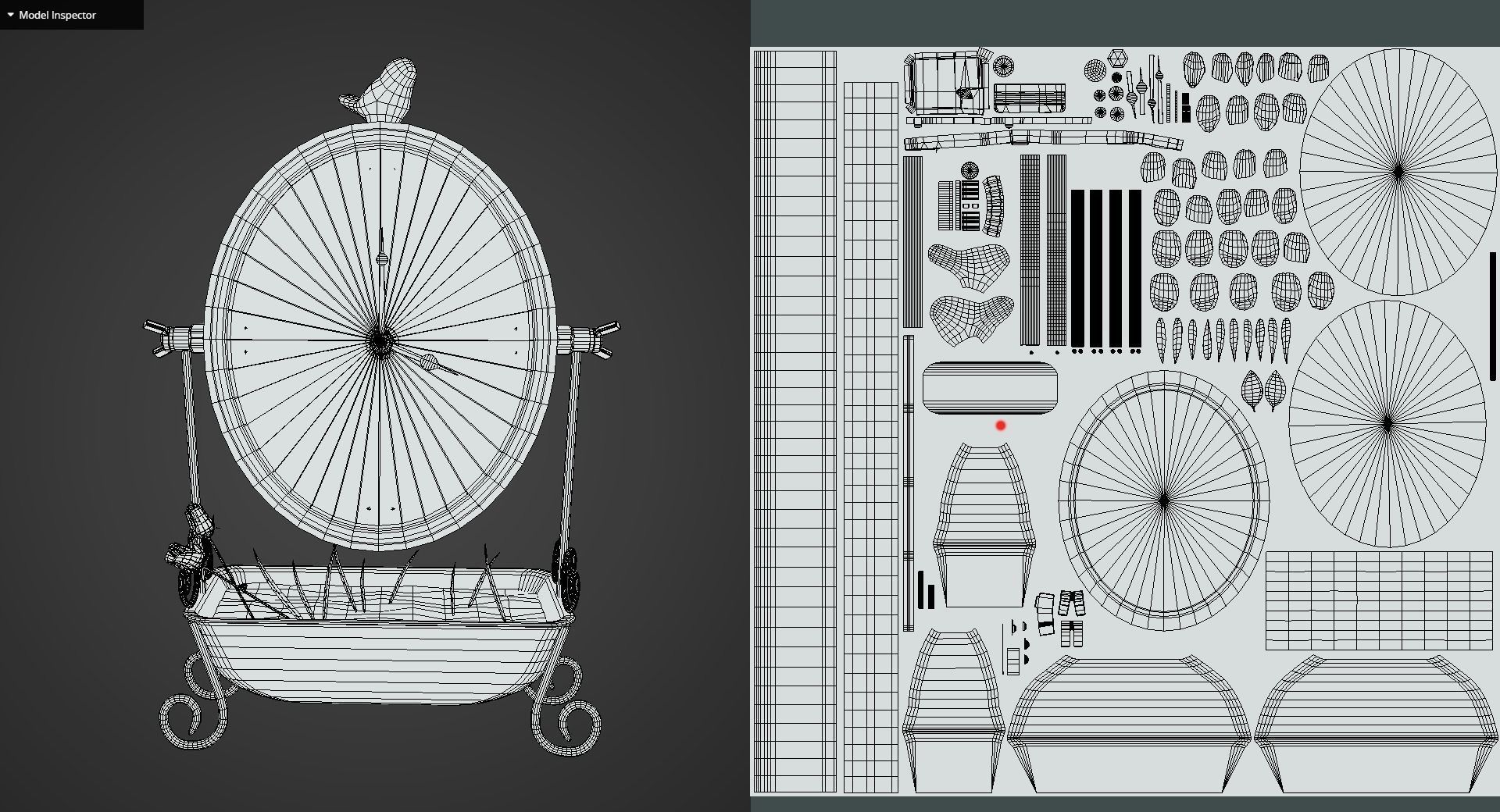 Game Ready Antique Desk Clock with Flowers Low-poly 3D model_11