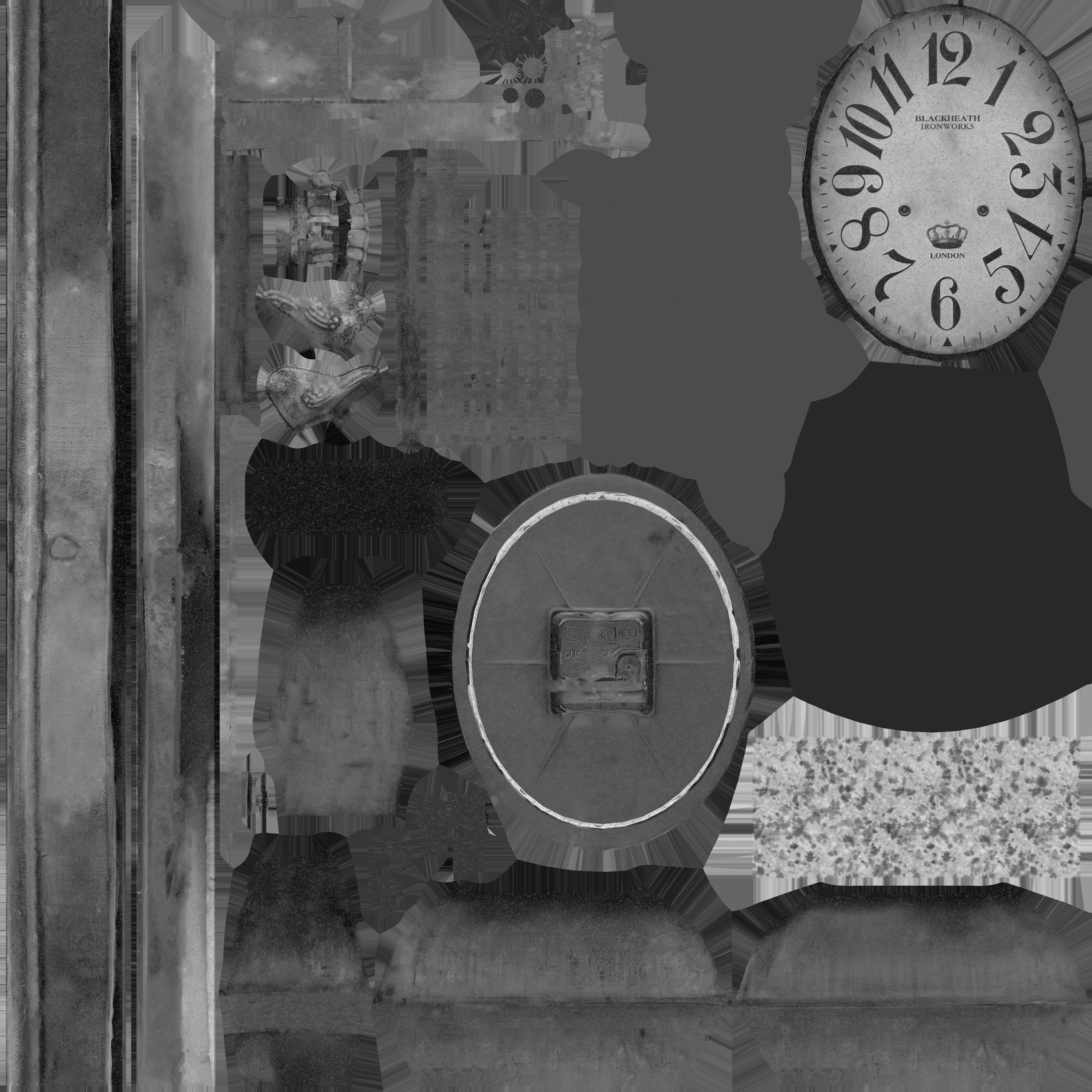 Game Ready Antique Desk Clock with Flowers Low-poly 3D model_12