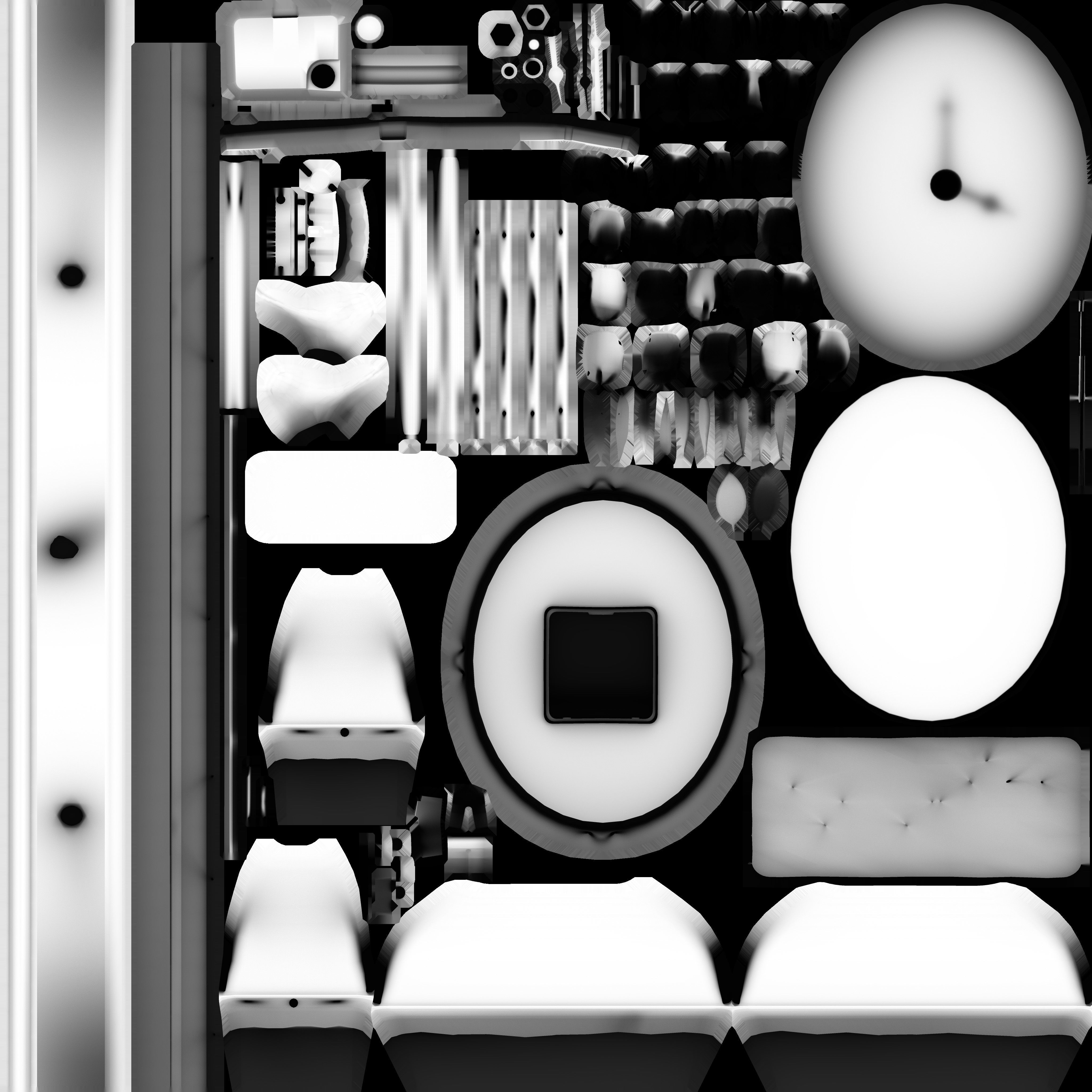 Game Ready Antique Desk Clock with Flowers Low-poly 3D model_17