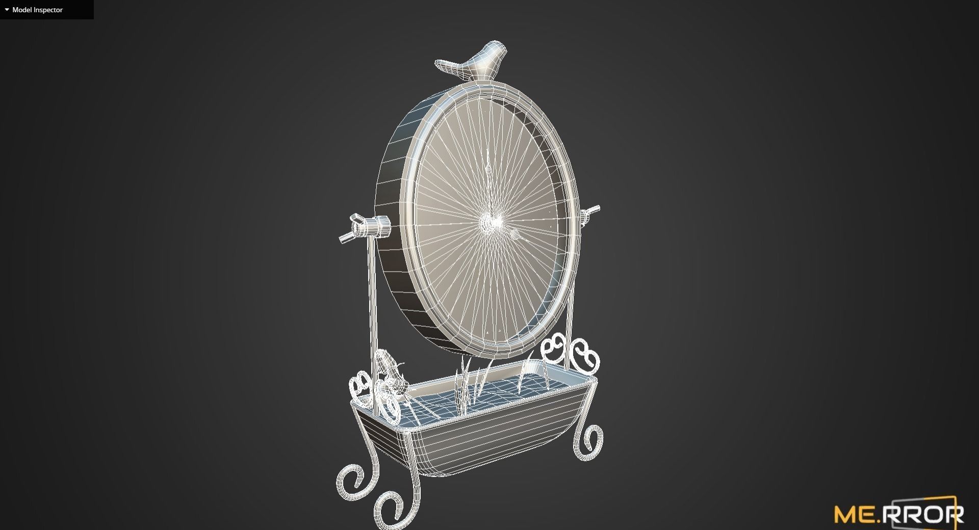 Game Ready Antique Desk Clock with Flowers Low-poly 3D model_8