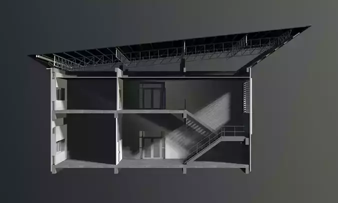 Office in section cut 3D model