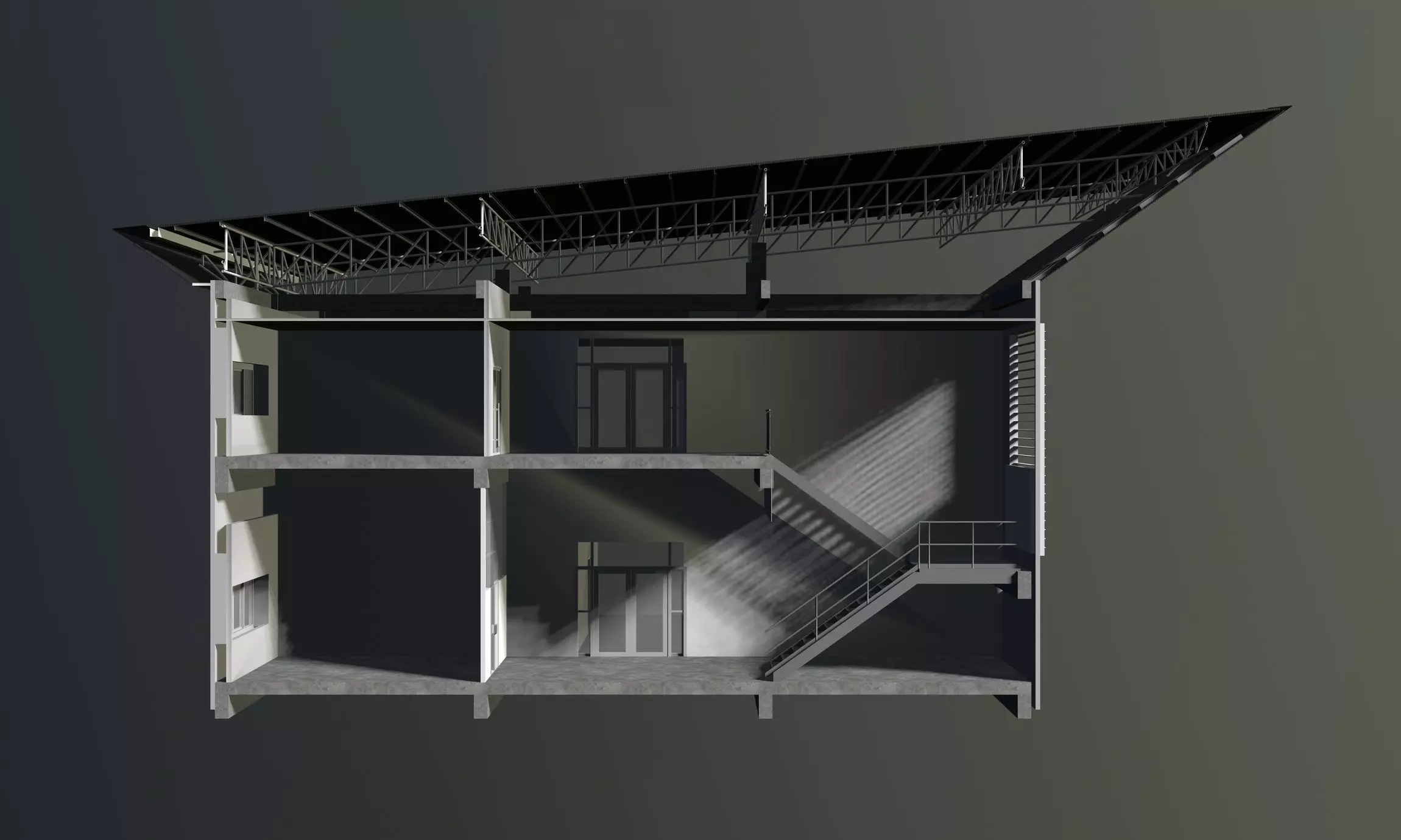 Office in section cut 3D model_0