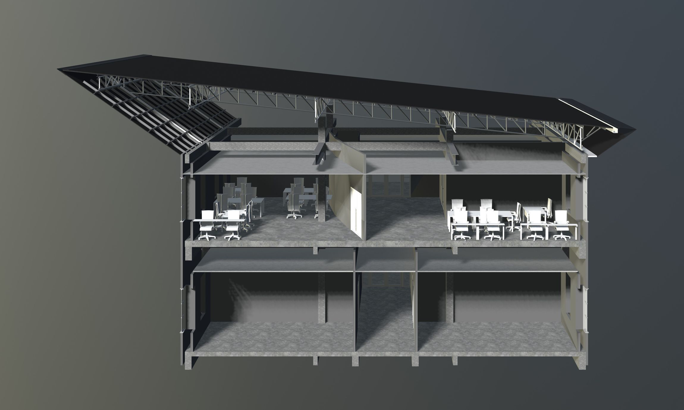 Office in section cut 3D model_4