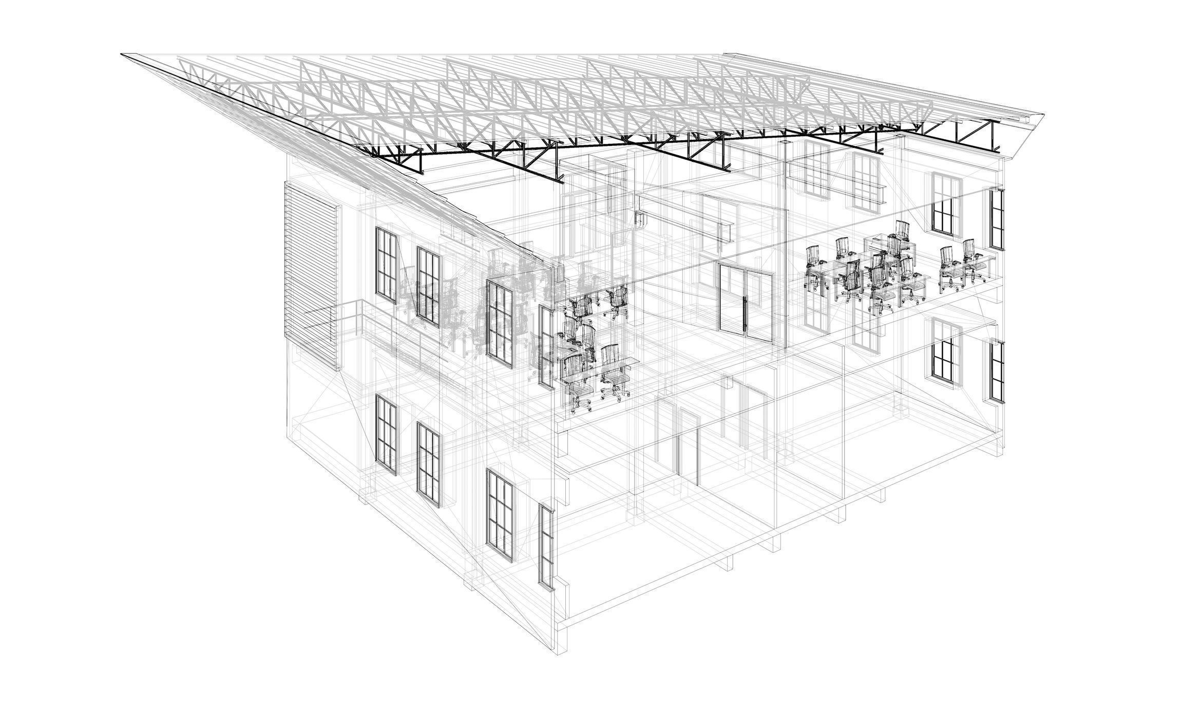 Office in section cut 3D model_9