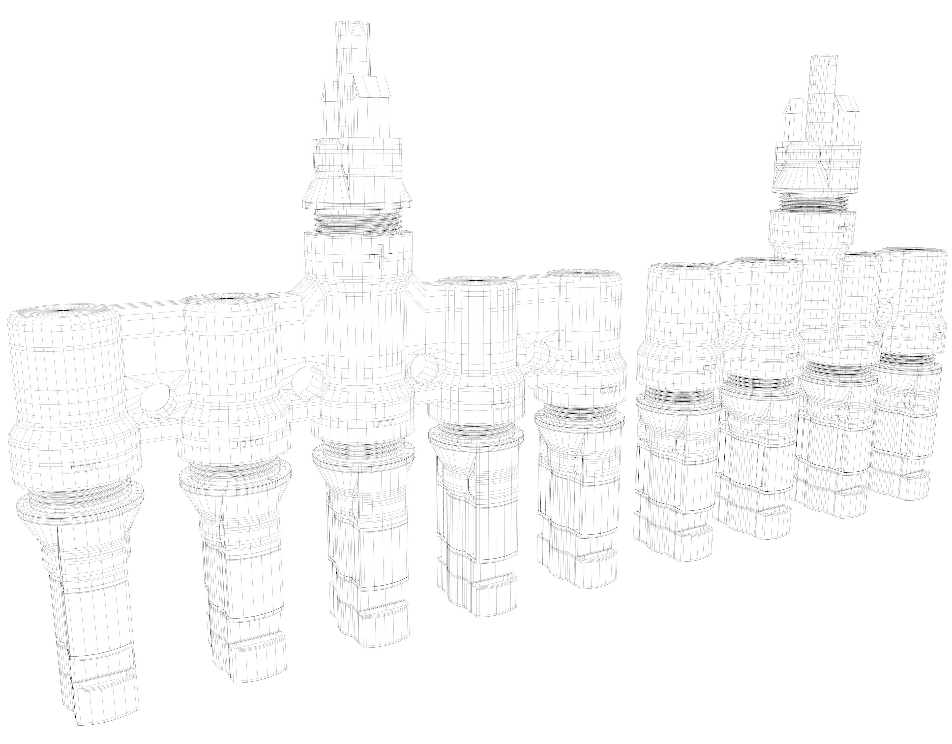 MC4 T Branch Solar Connector 3D model_7