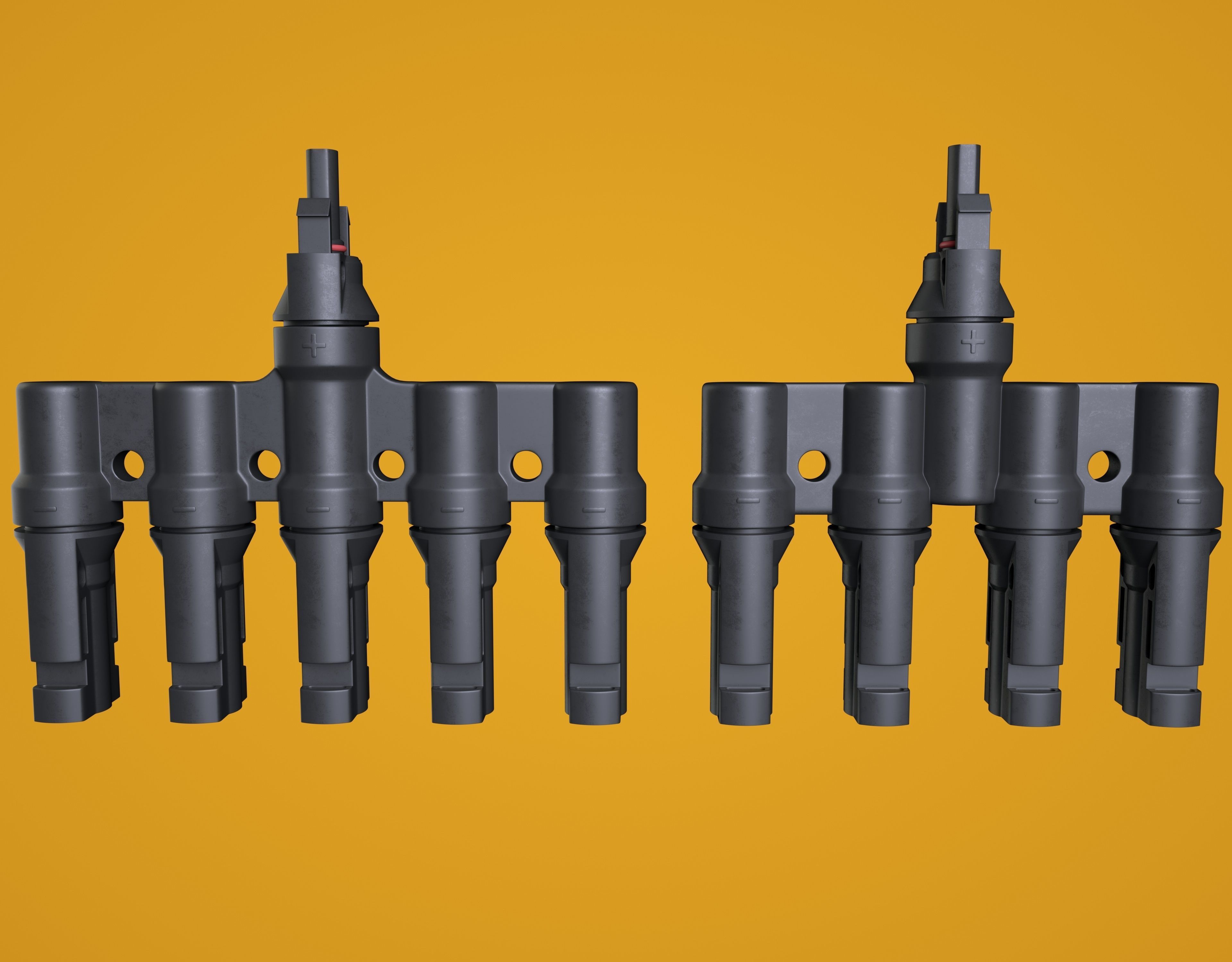 MC4 T Branch Solar Connector 3D model_1