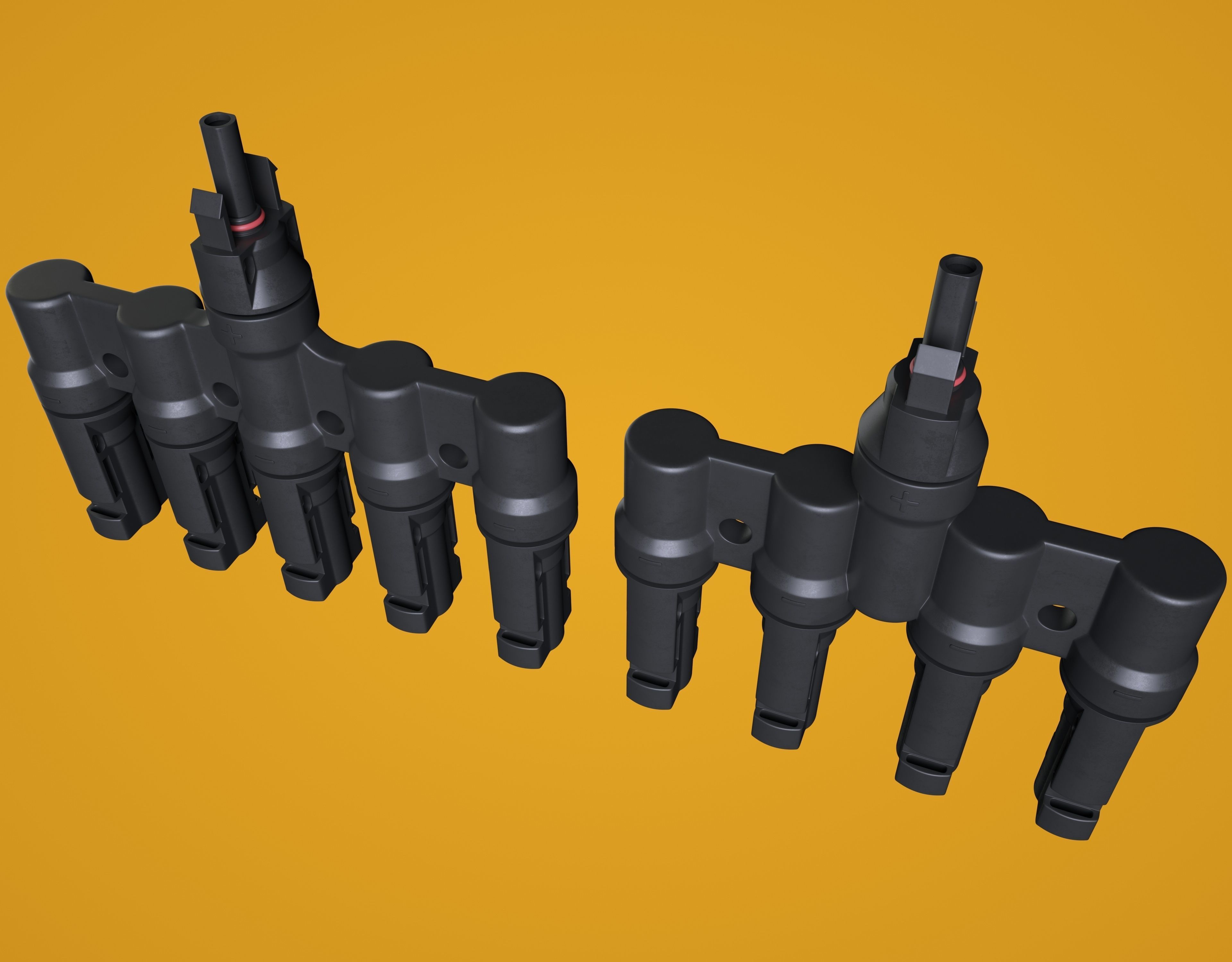 MC4 T Branch Solar Connector 3D model_2