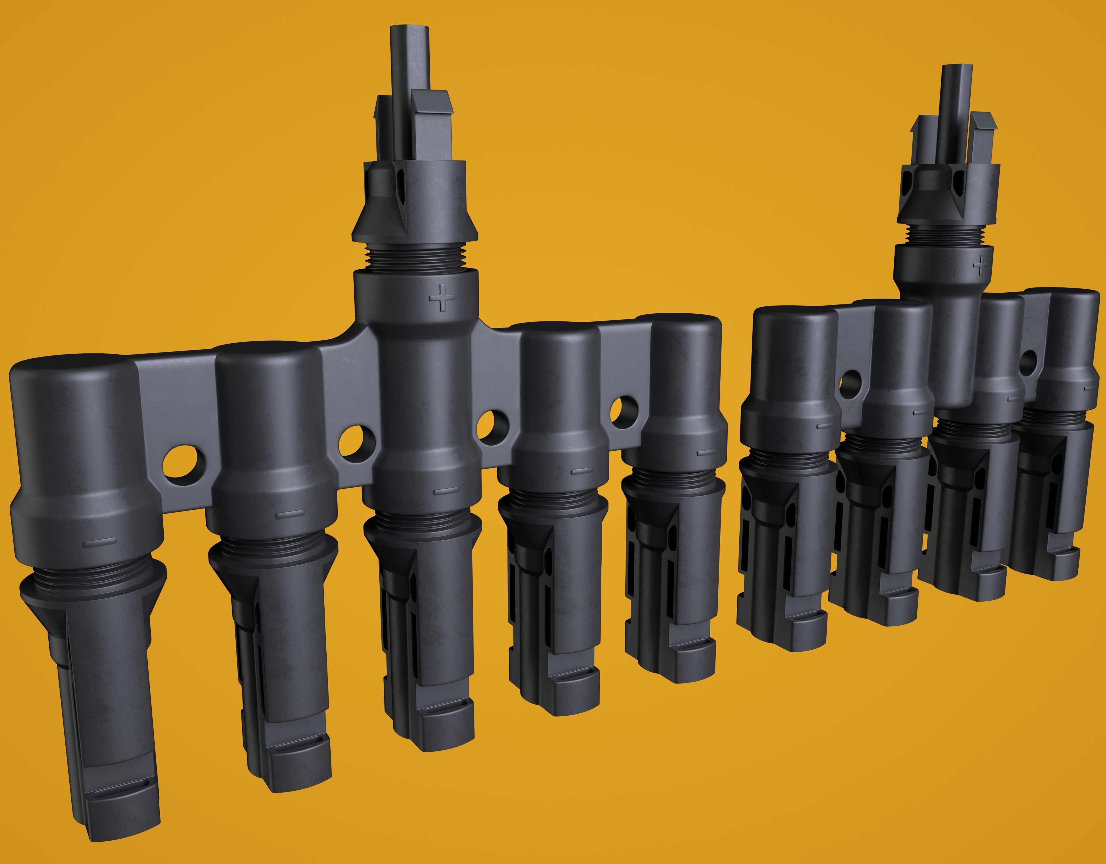 MC4 T Branch Solar Connector 3D model_5