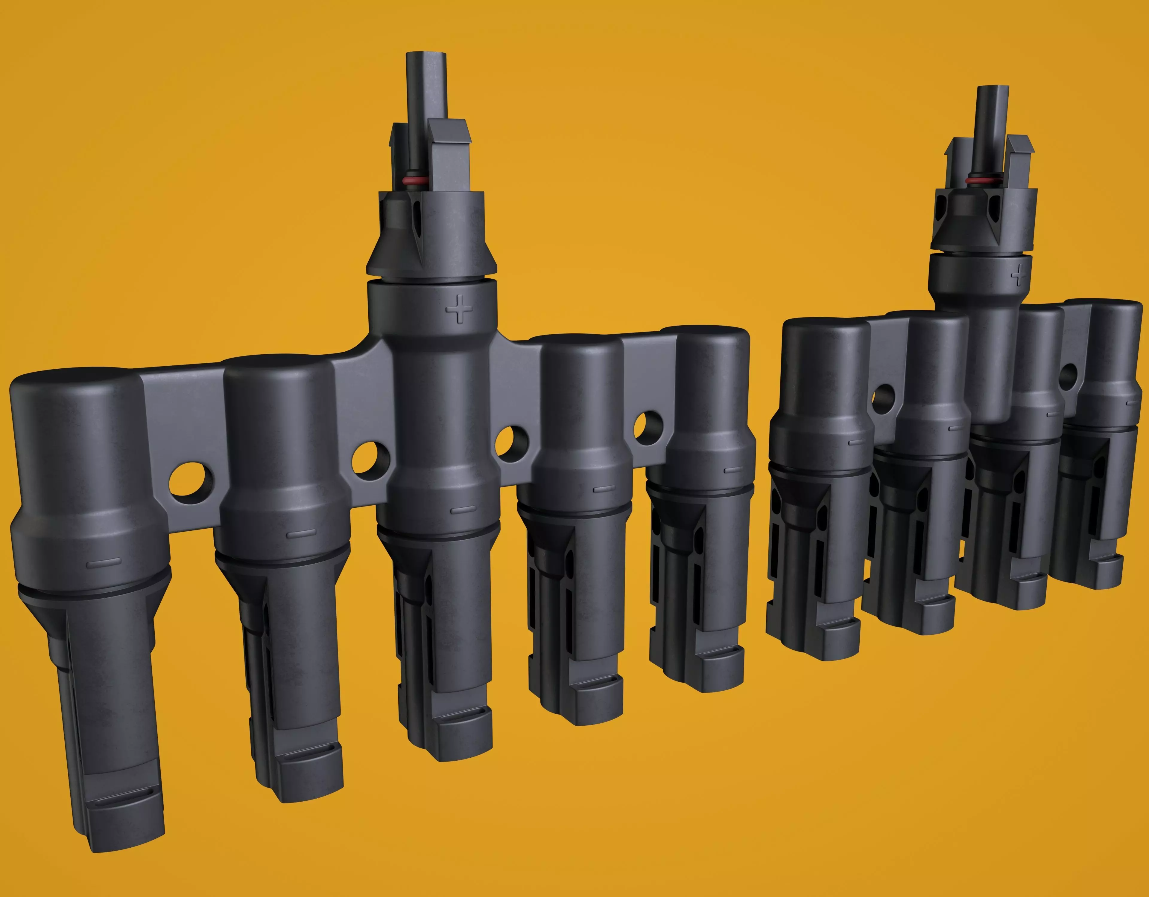 MC4 T Branch Solar Connector 3D model_0