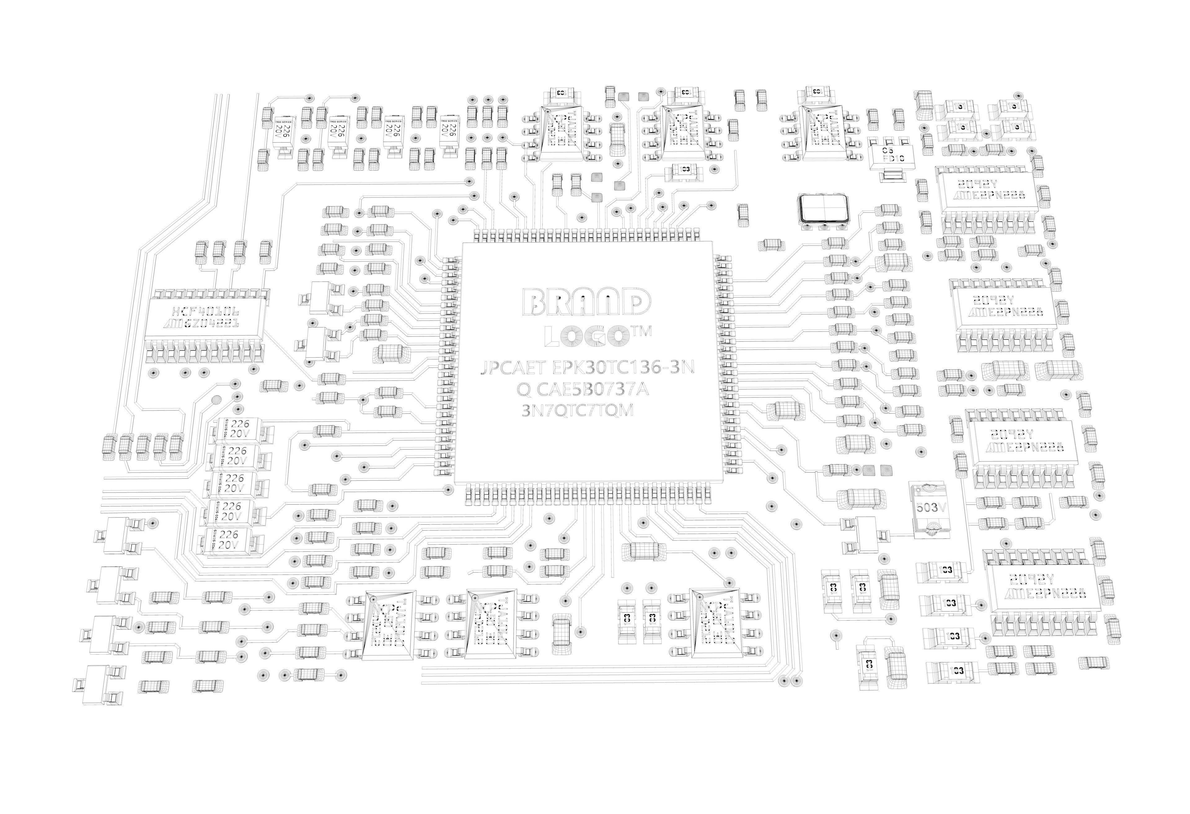 AI Electronic chip circuit board 3D model_5