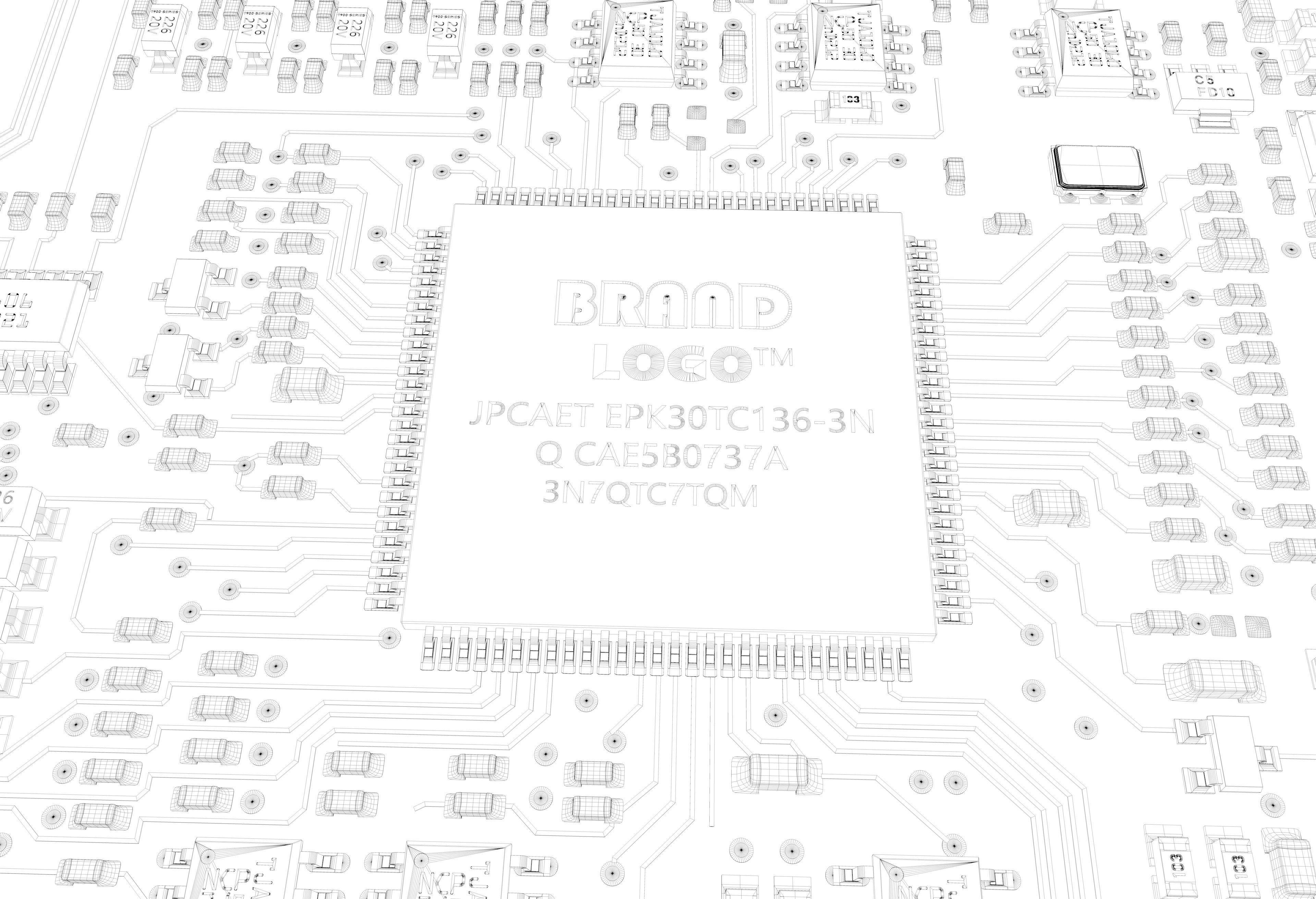 AI Electronic chip circuit board 3D model_6